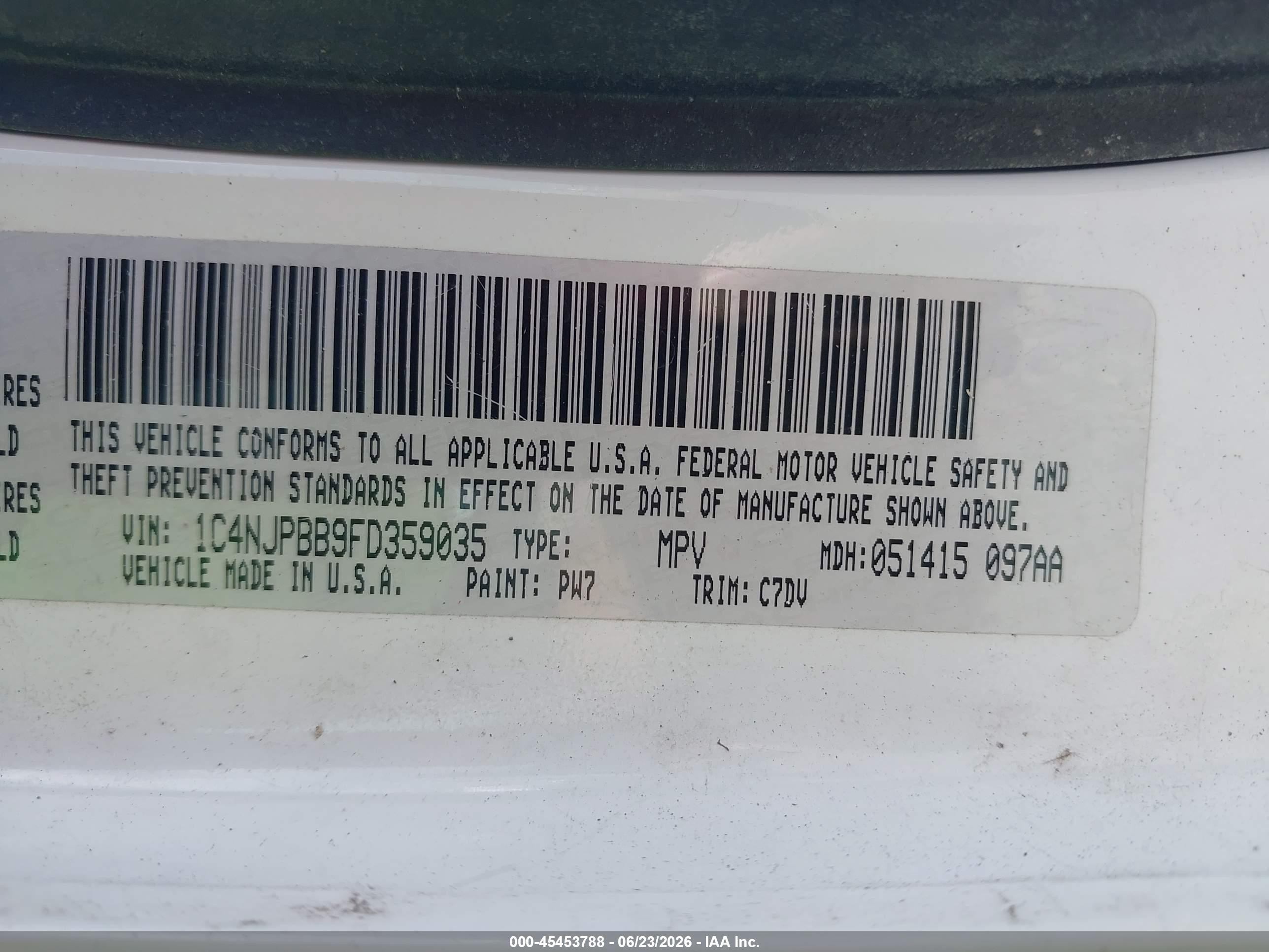 2015 Jeep Patriot Sport White vin: 1C4NJPBB9FD359035