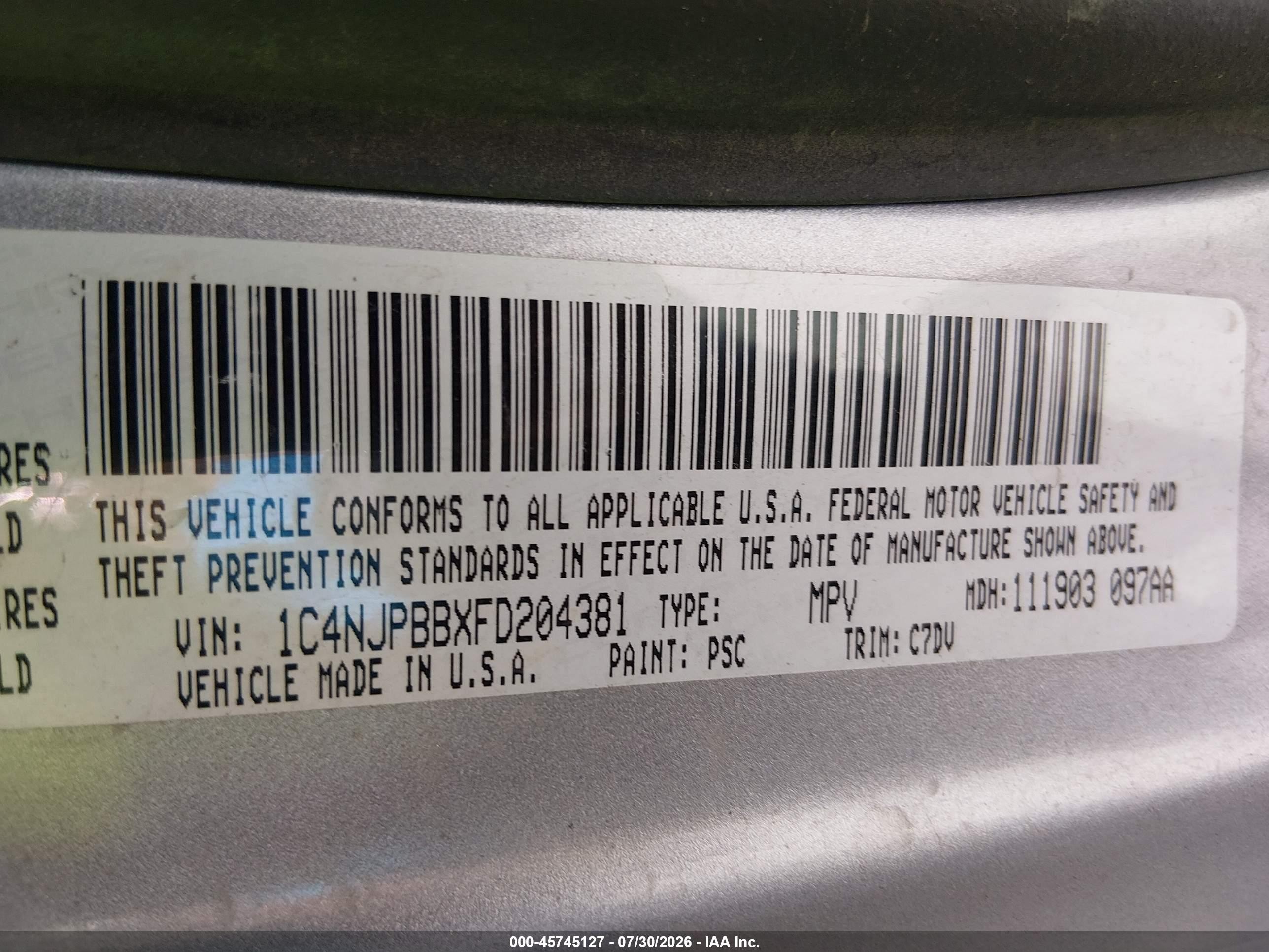 2015 Jeep Patriot Sport Gray vin: 1C4NJPBBXFD204381