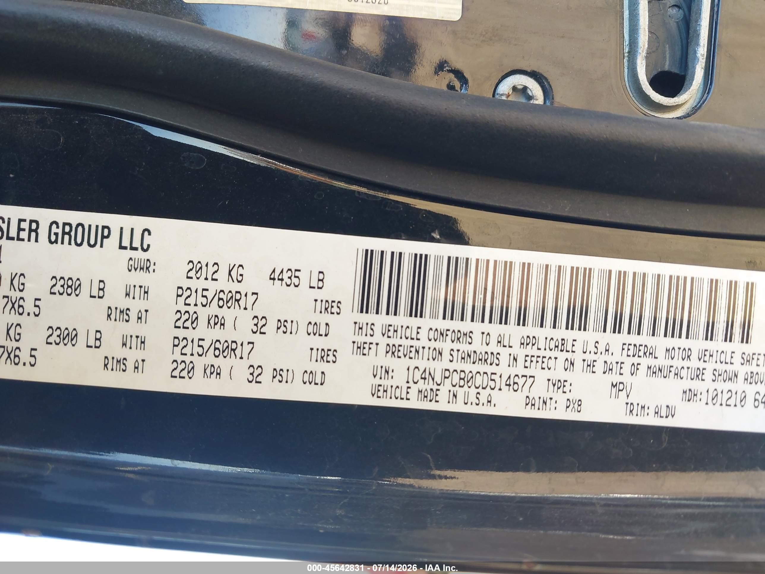 2012 Jeep Patriot Limited Black vin: 1C4NJPCB0CD514677