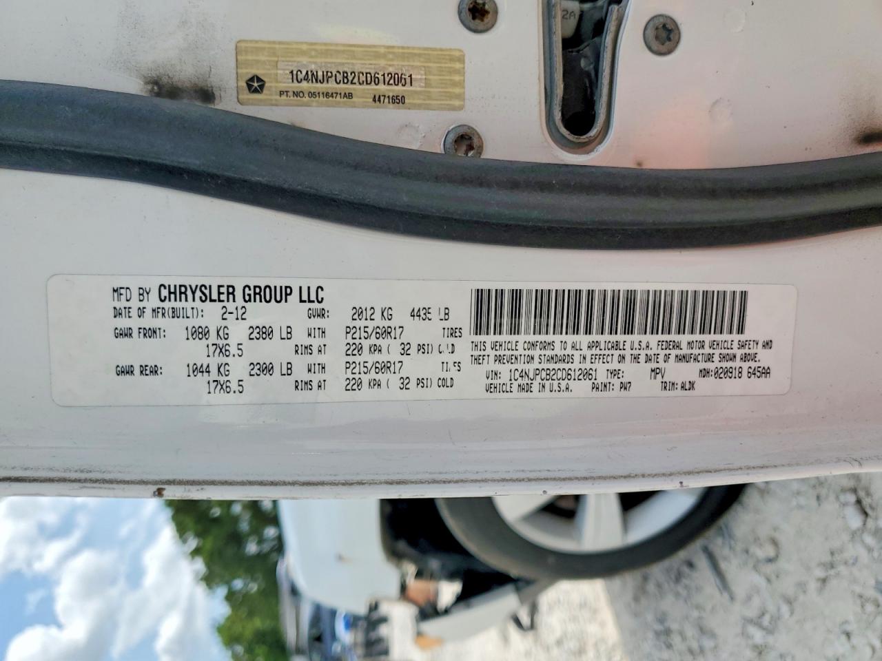 2012 Jeep Patriot Limited White vin: 1C4NJPCB2CD612061