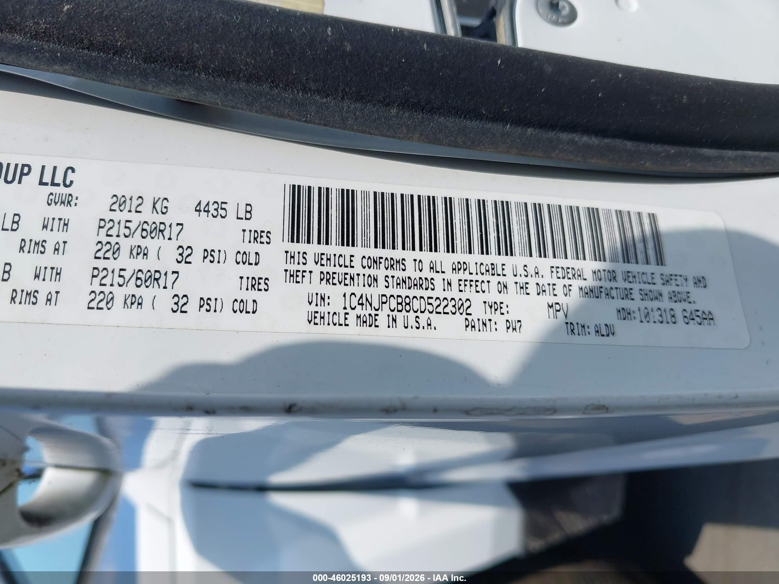 2012 Jeep Patriot Limited White vin: 1C4NJPCB8CD522302