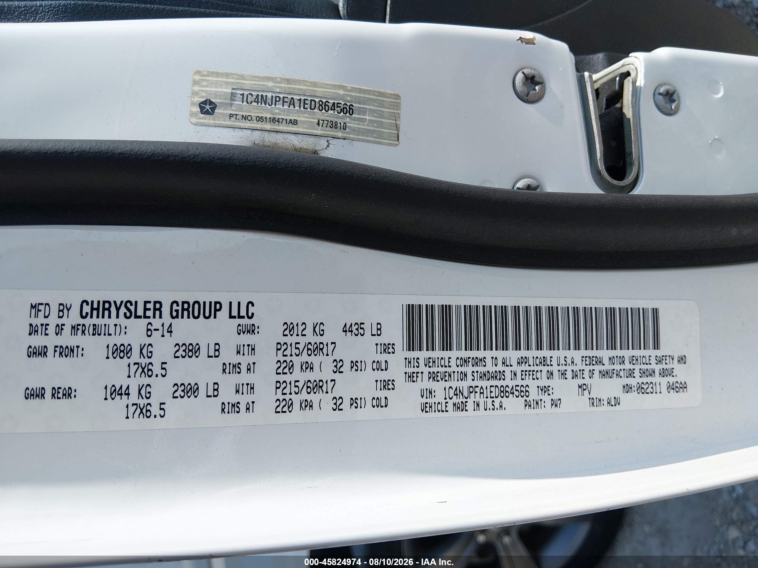 2014 Jeep Patriot High Altitude Белый vin: 1C4NJPFA1ED864566