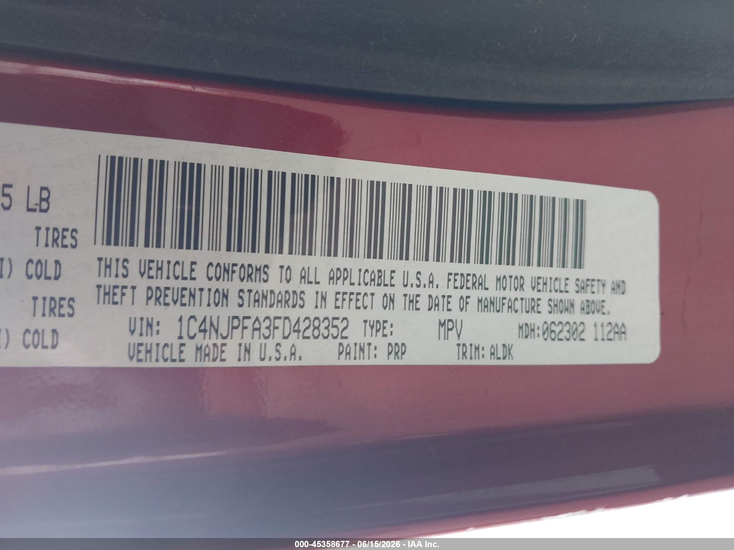 2015 Jeep Patriot High Altitude Edition Red vin: 1C4NJPFA3FD428352