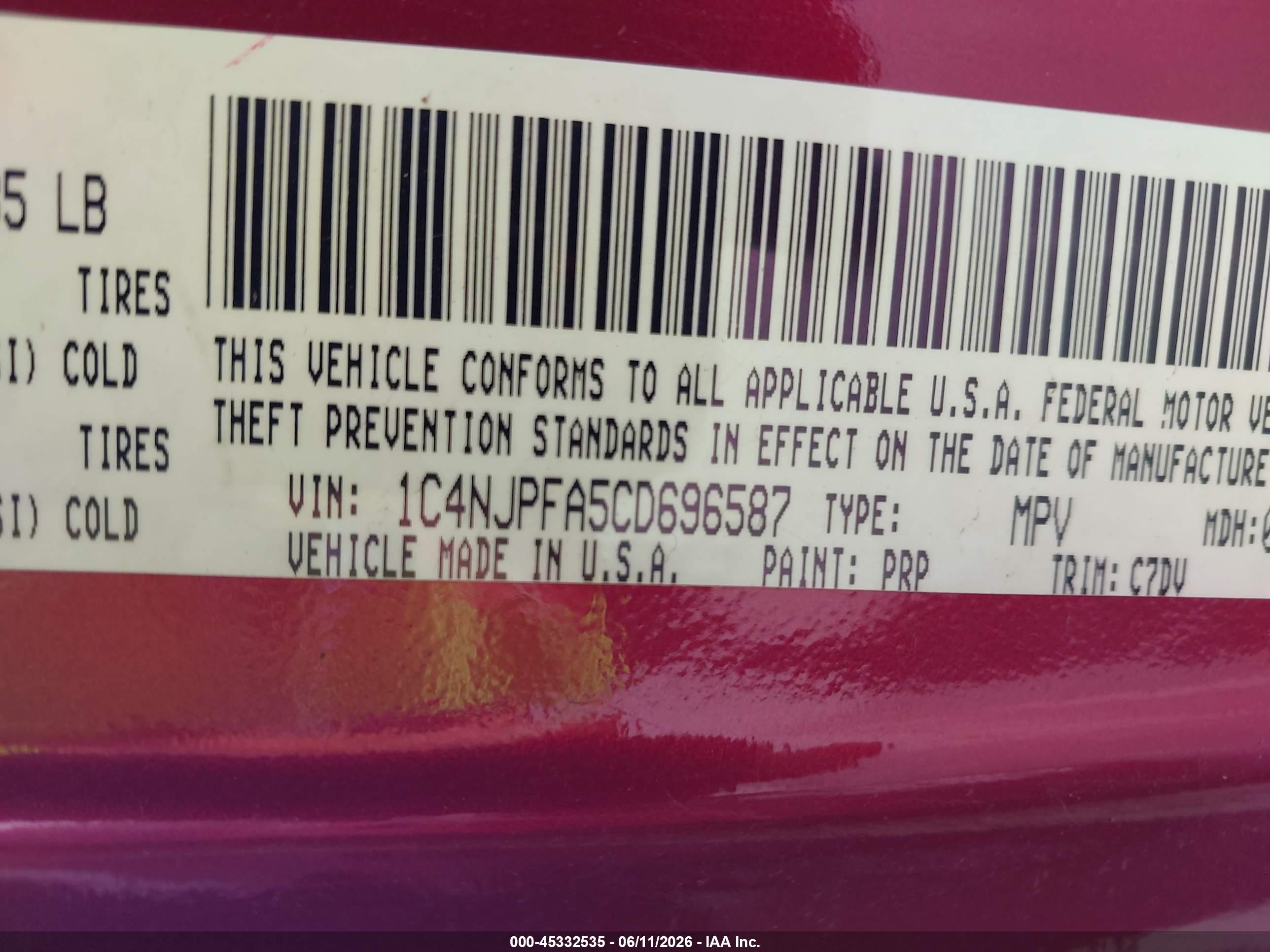 2012 Jeep Patriot Latitude Red vin: 1C4NJPFA5CD696587