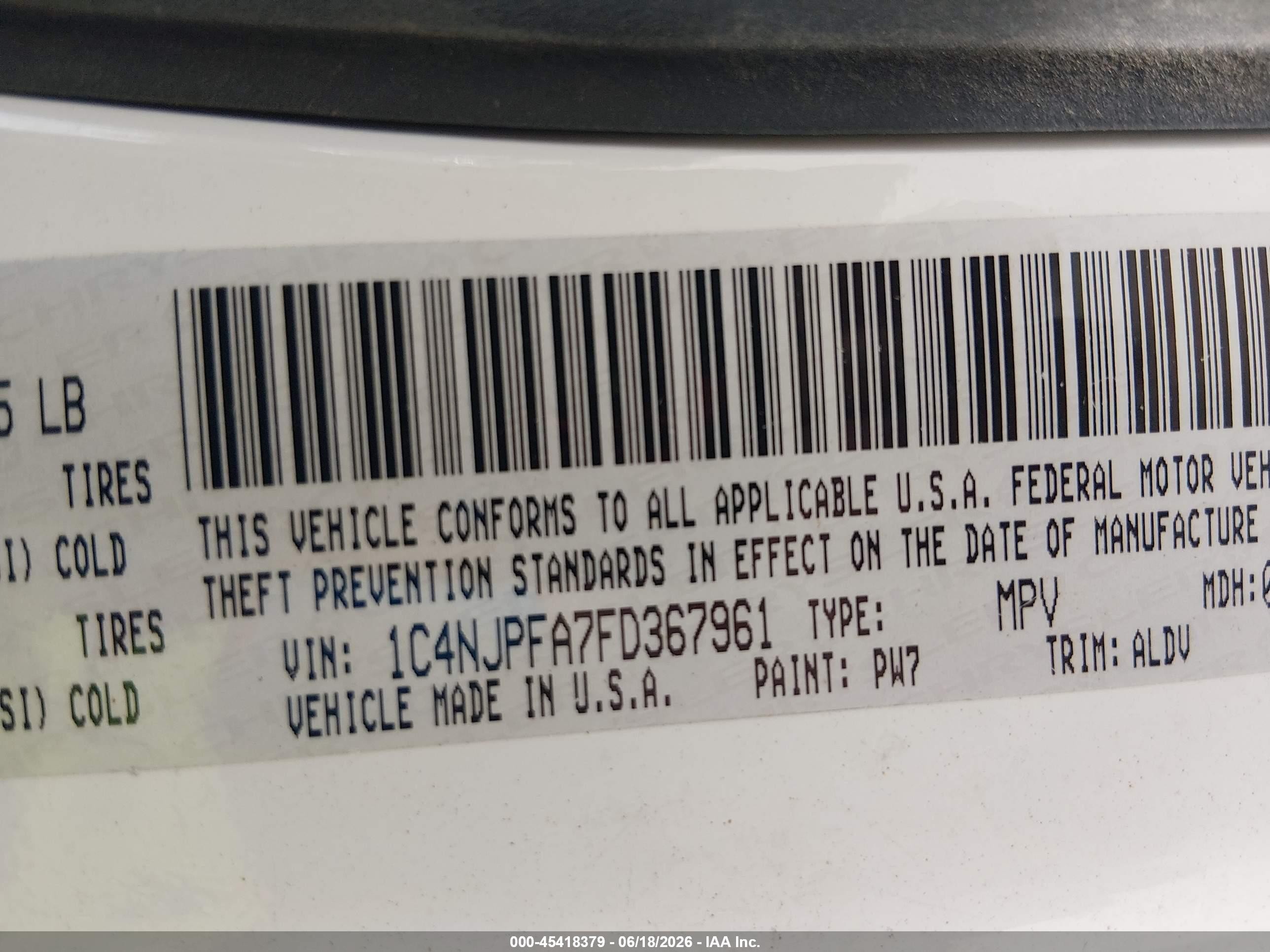 2015 Jeep Patriot High Altitude Edition White vin: 1C4NJPFA7FD367961