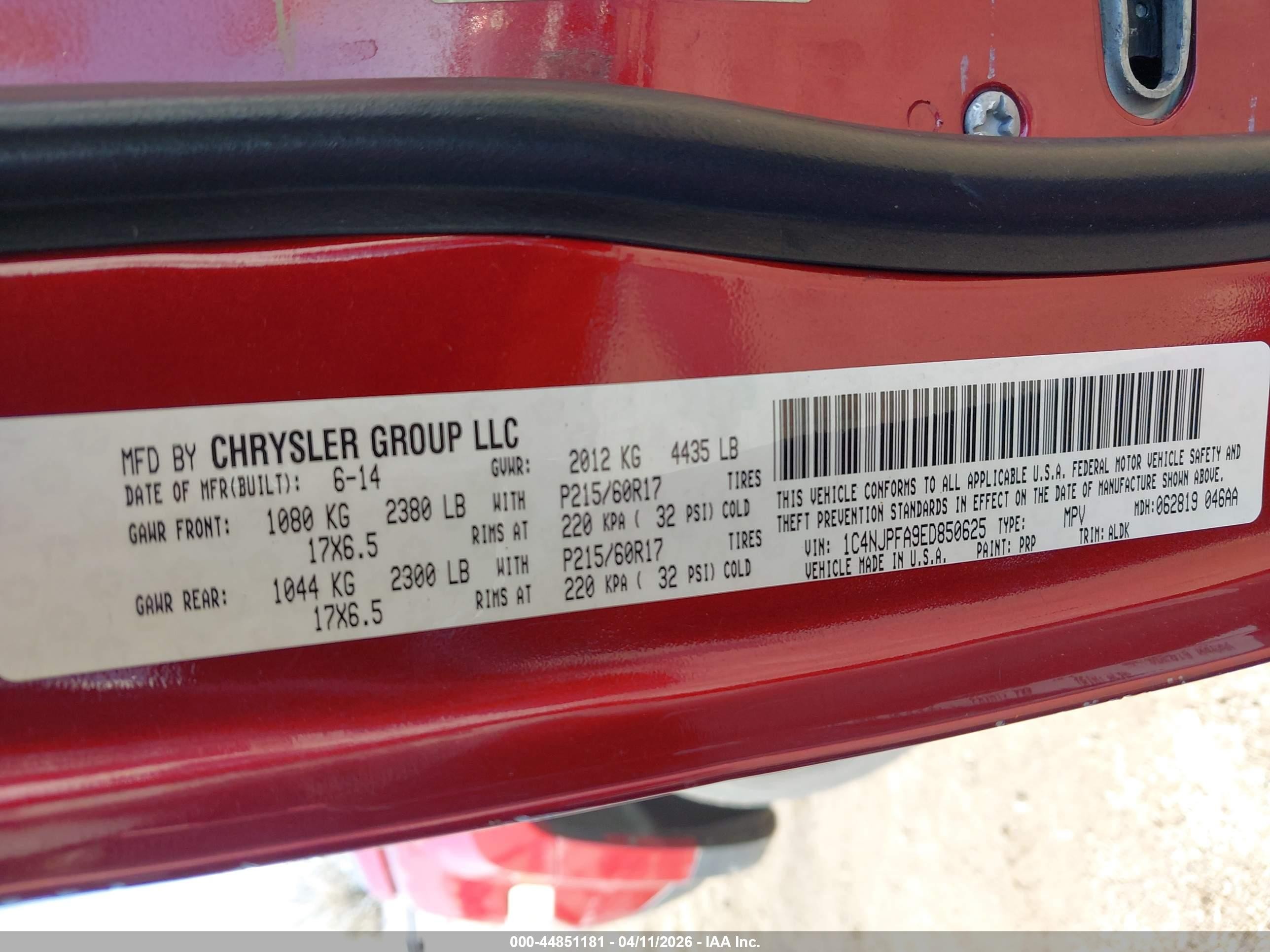 2014 Jeep Patriot High Altitude Red vin: 1C4NJPFA9ED850625