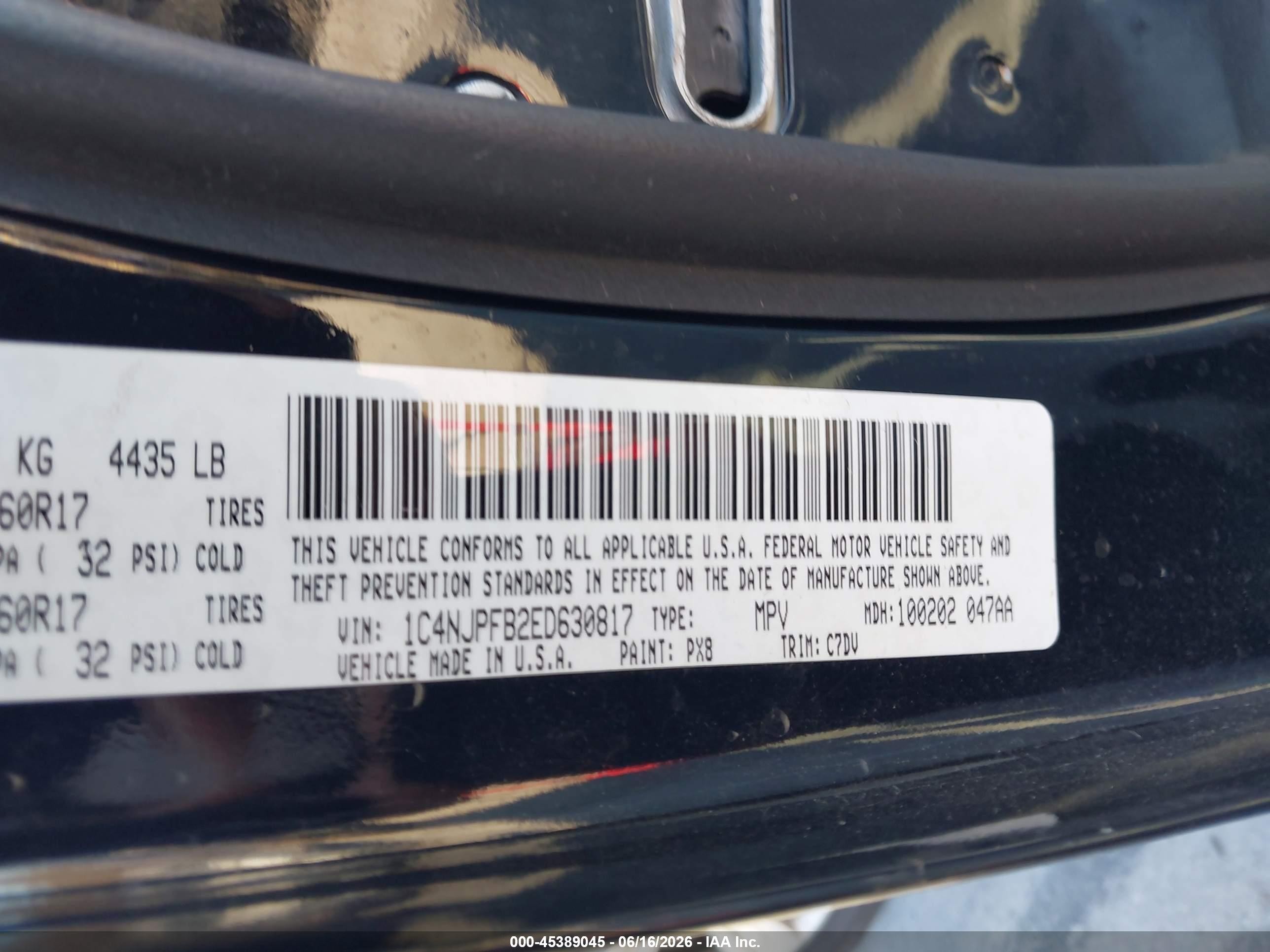 2014 Jeep Patriot Latitude Black vin: 1C4NJPFB2ED630817