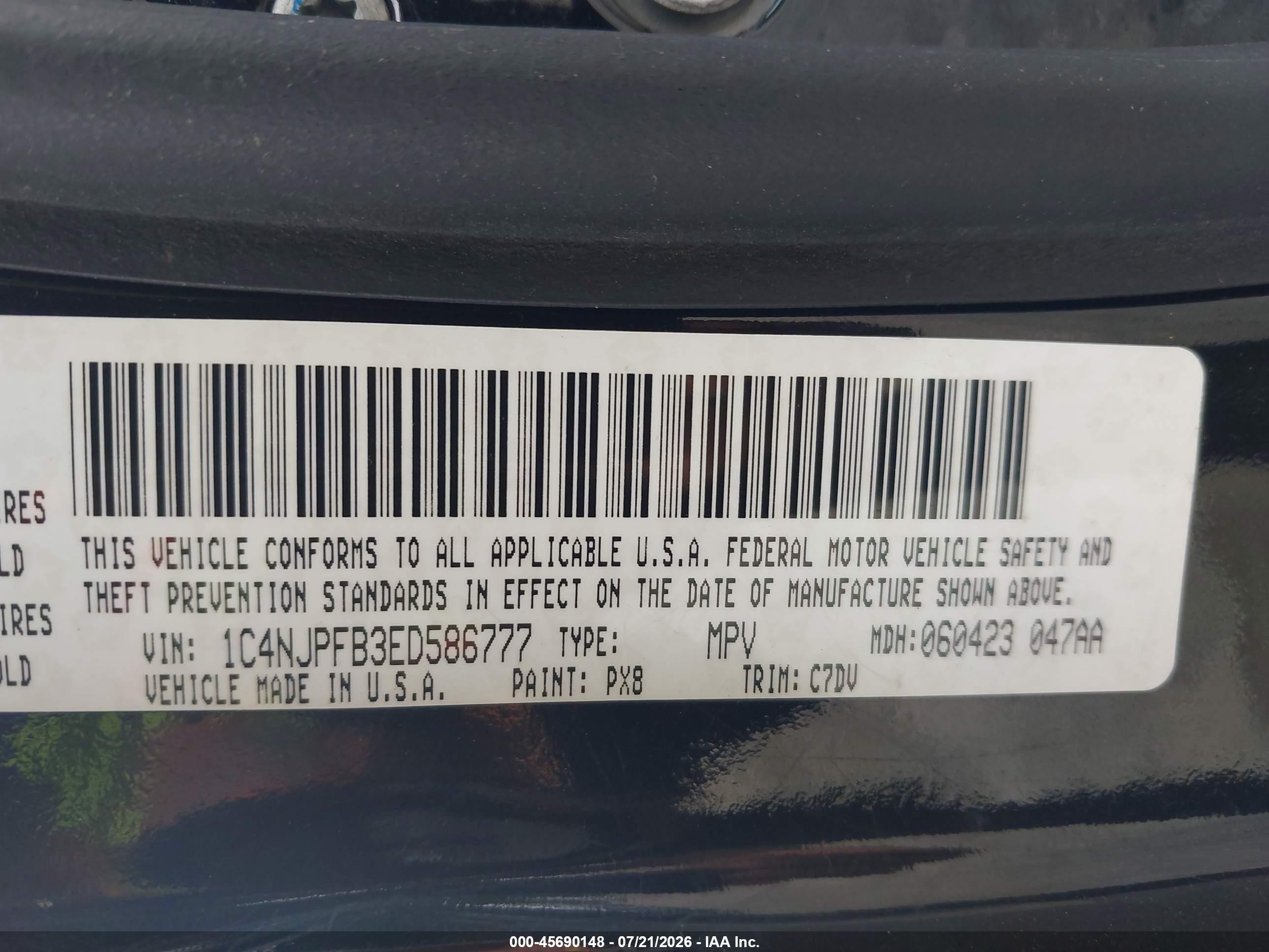 2014 Jeep Patriot Latitude Black vin: 1C4NJPFB3ED586777