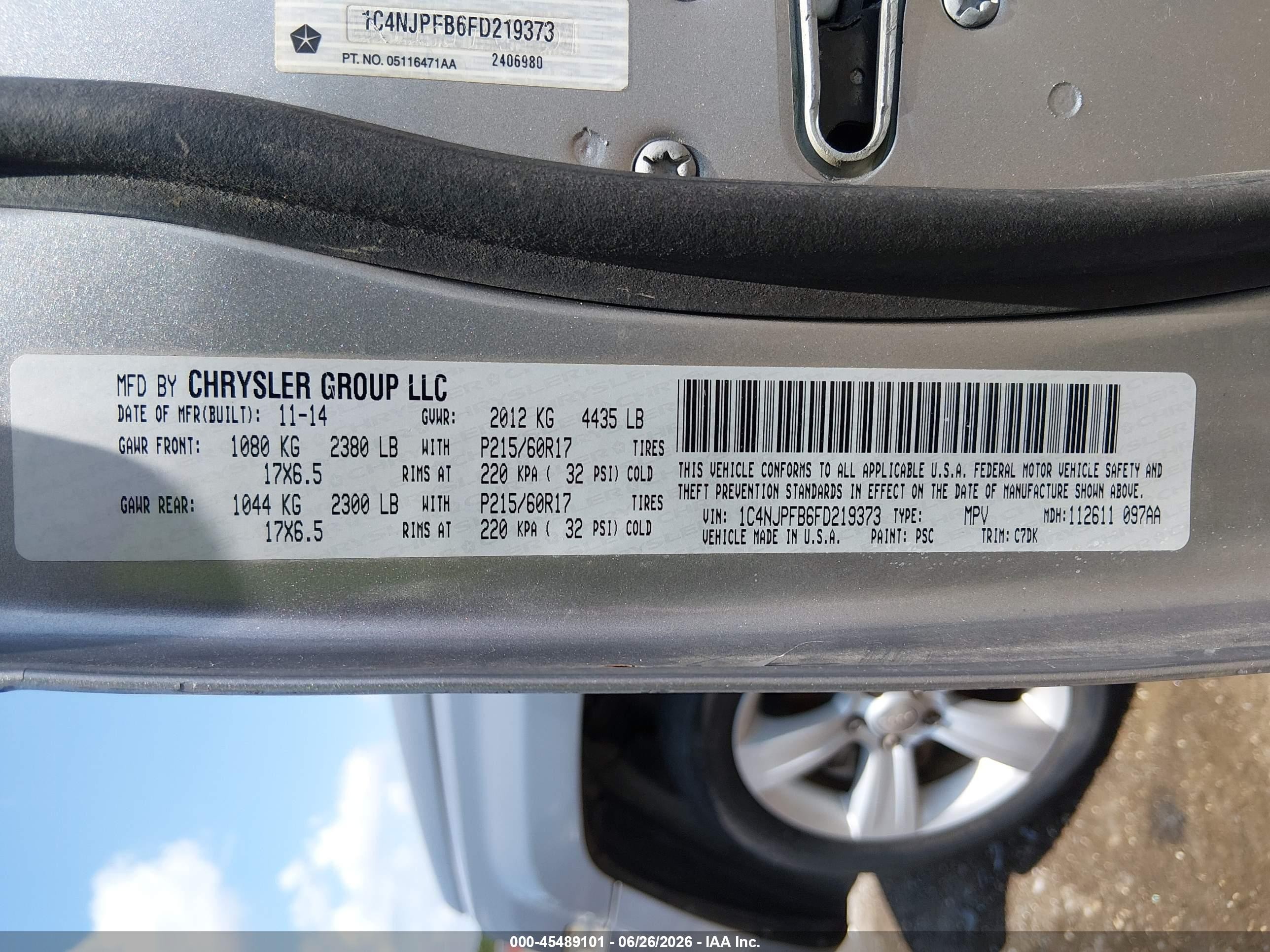 2015 Jeep Patriot Latitude Silver vin: 1C4NJPFB6FD219373