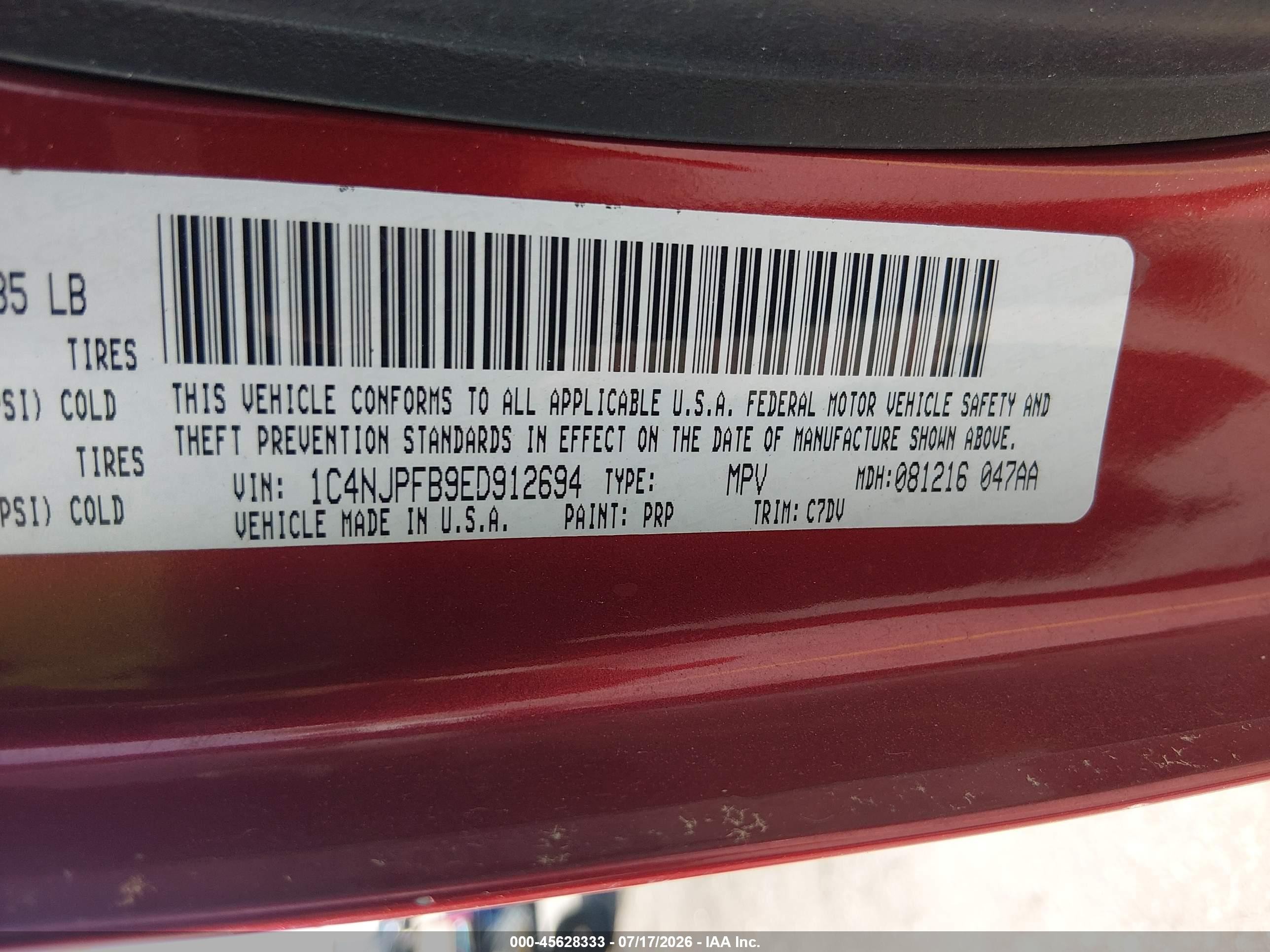 2014 Jeep Patriot Latitude Red vin: 1C4NJPFB9ED912694