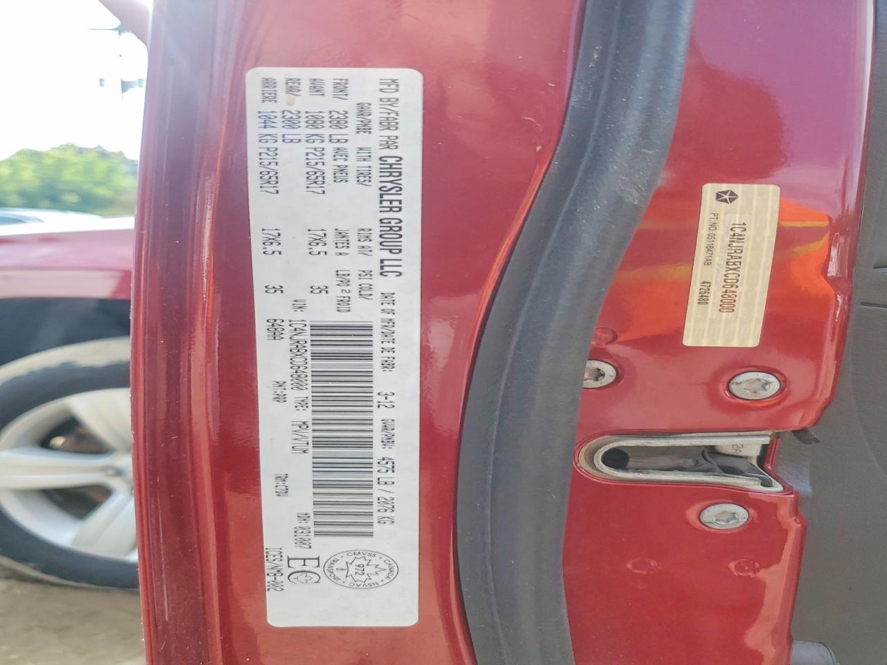 2012 Jeep Patriot Red vin: 1C4NJRABXCD648000