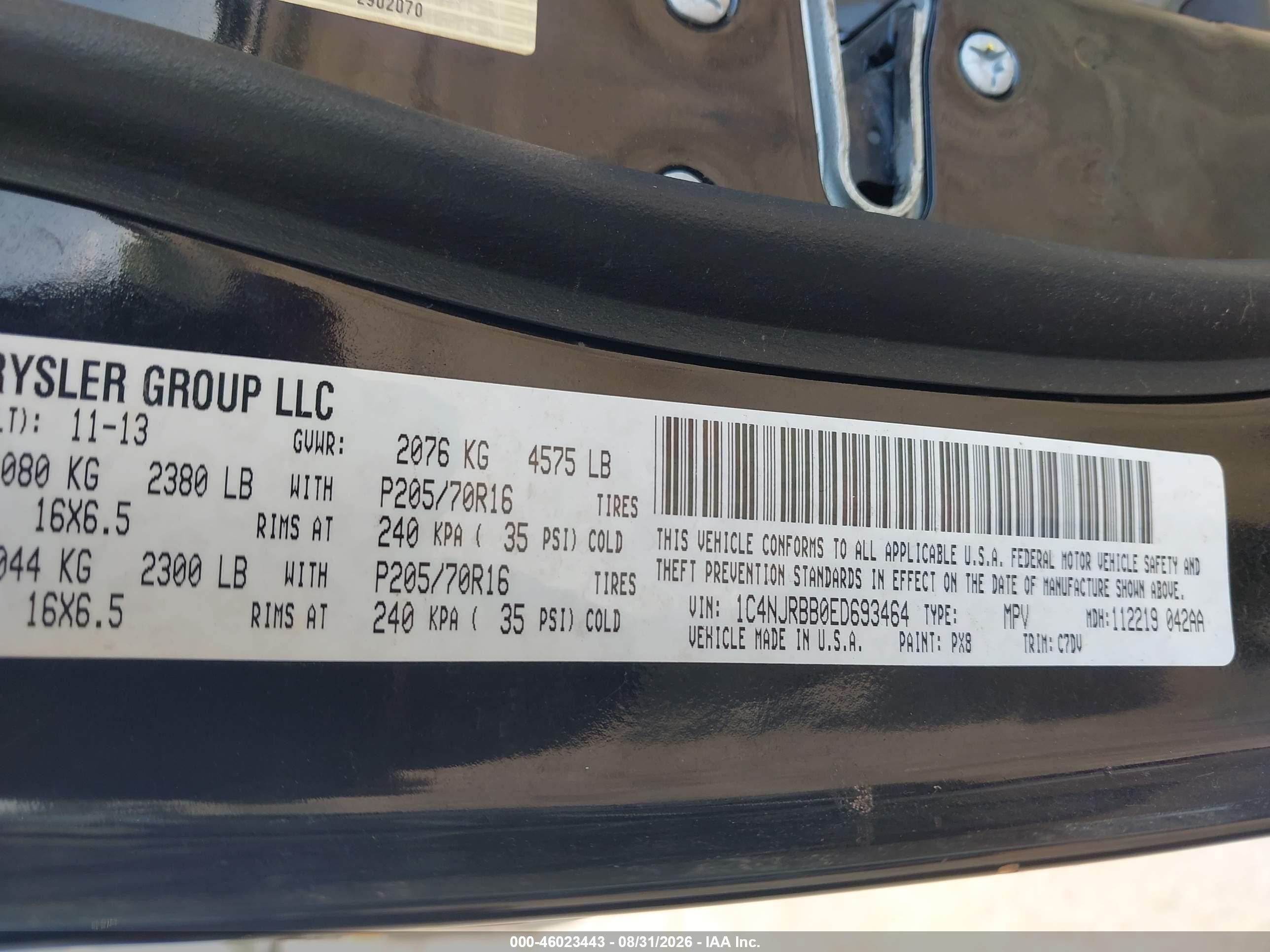 2014 Jeep Patriot Sport Black vin: 1C4NJRBB0ED693464