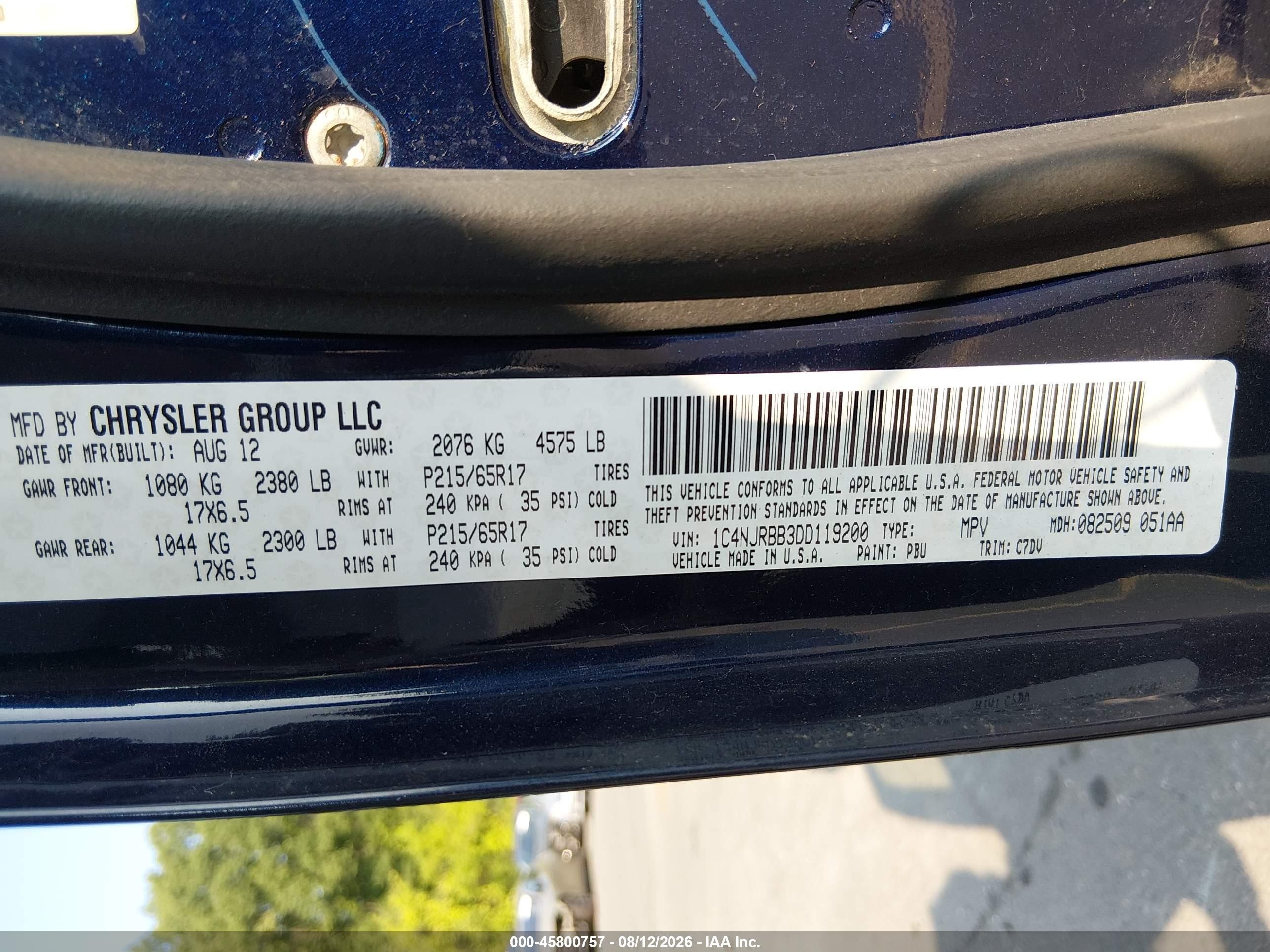 2013 Jeep Patriot Sport Dark Blue vin: 1C4NJRBB3DD119200