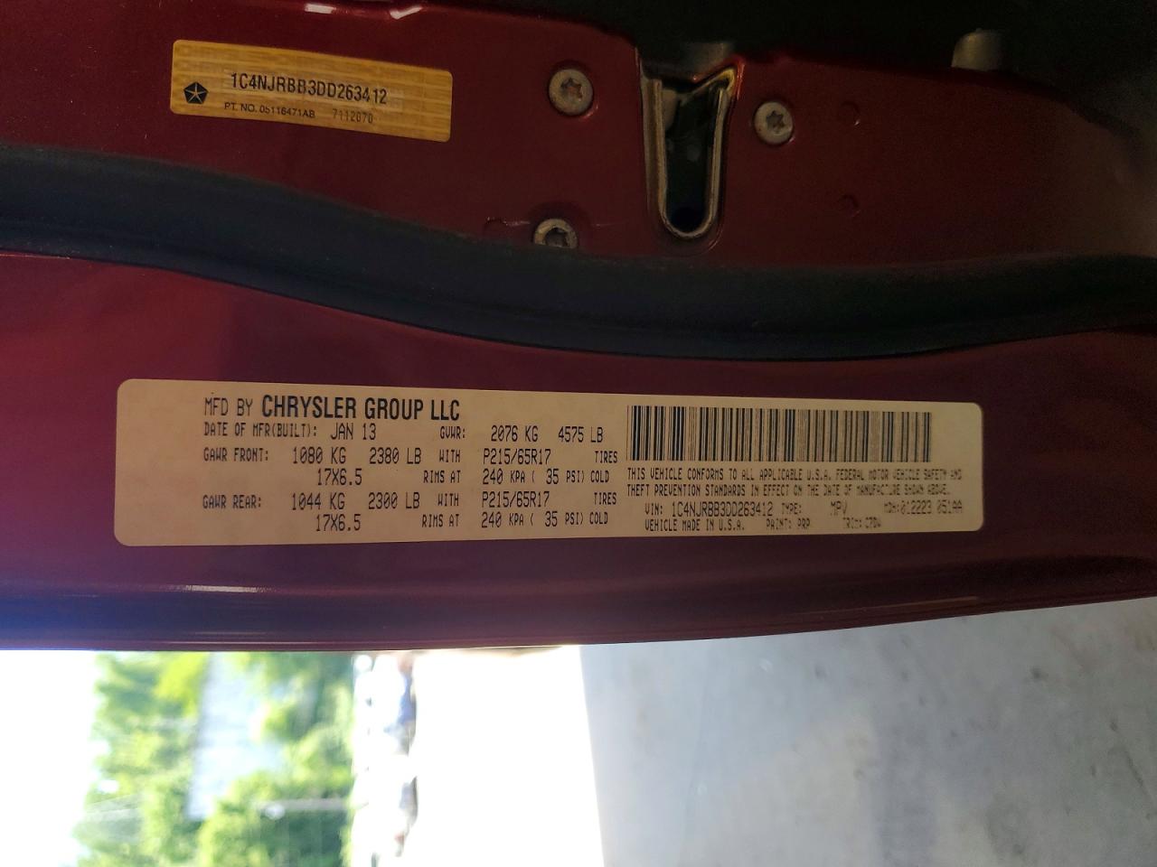 2013 Jeep Patriot Sport Burgundy vin: 1C4NJRBB3DD263412