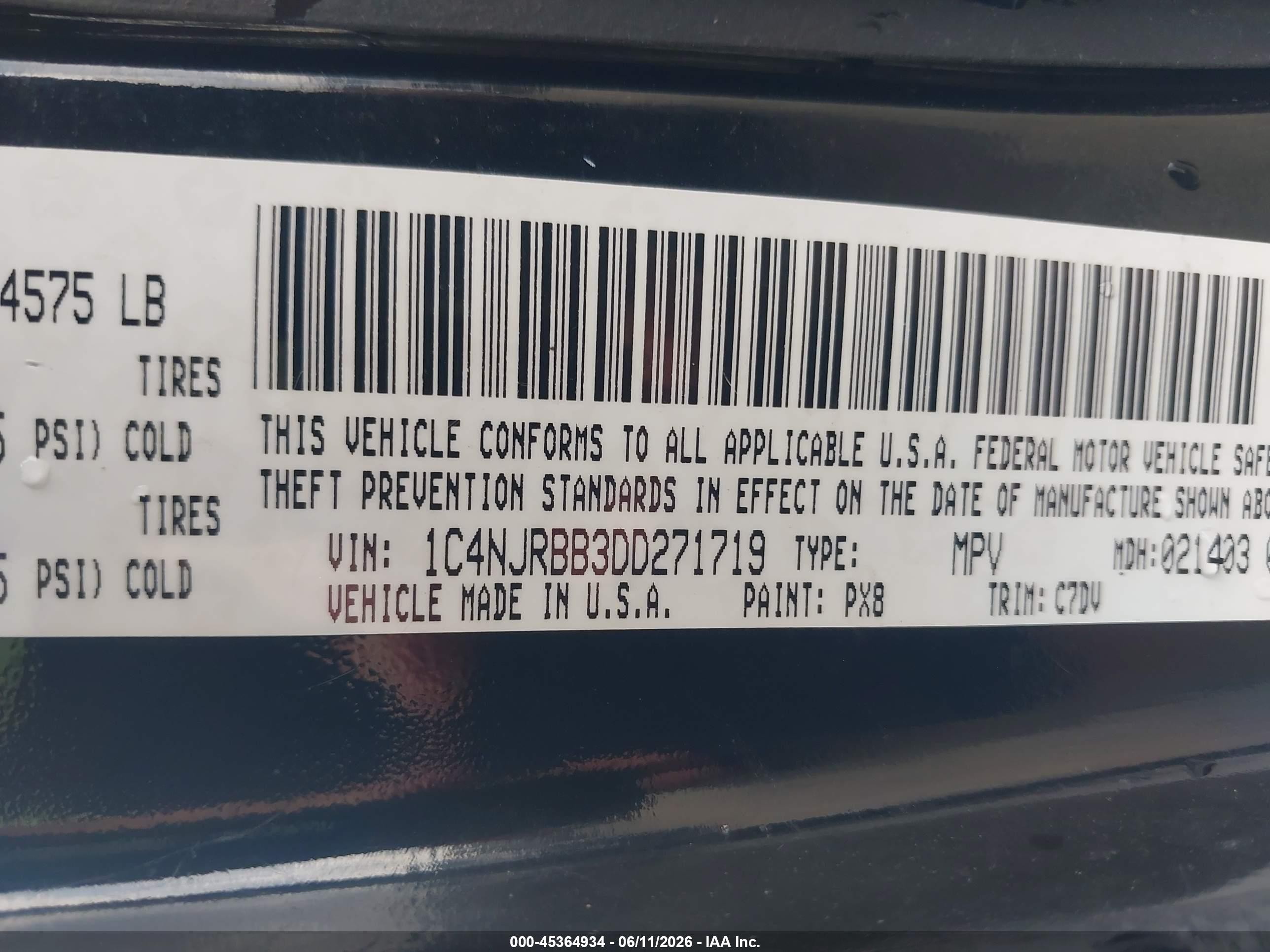 2013 Jeep Patriot Sport Black vin: 1C4NJRBB3DD271719