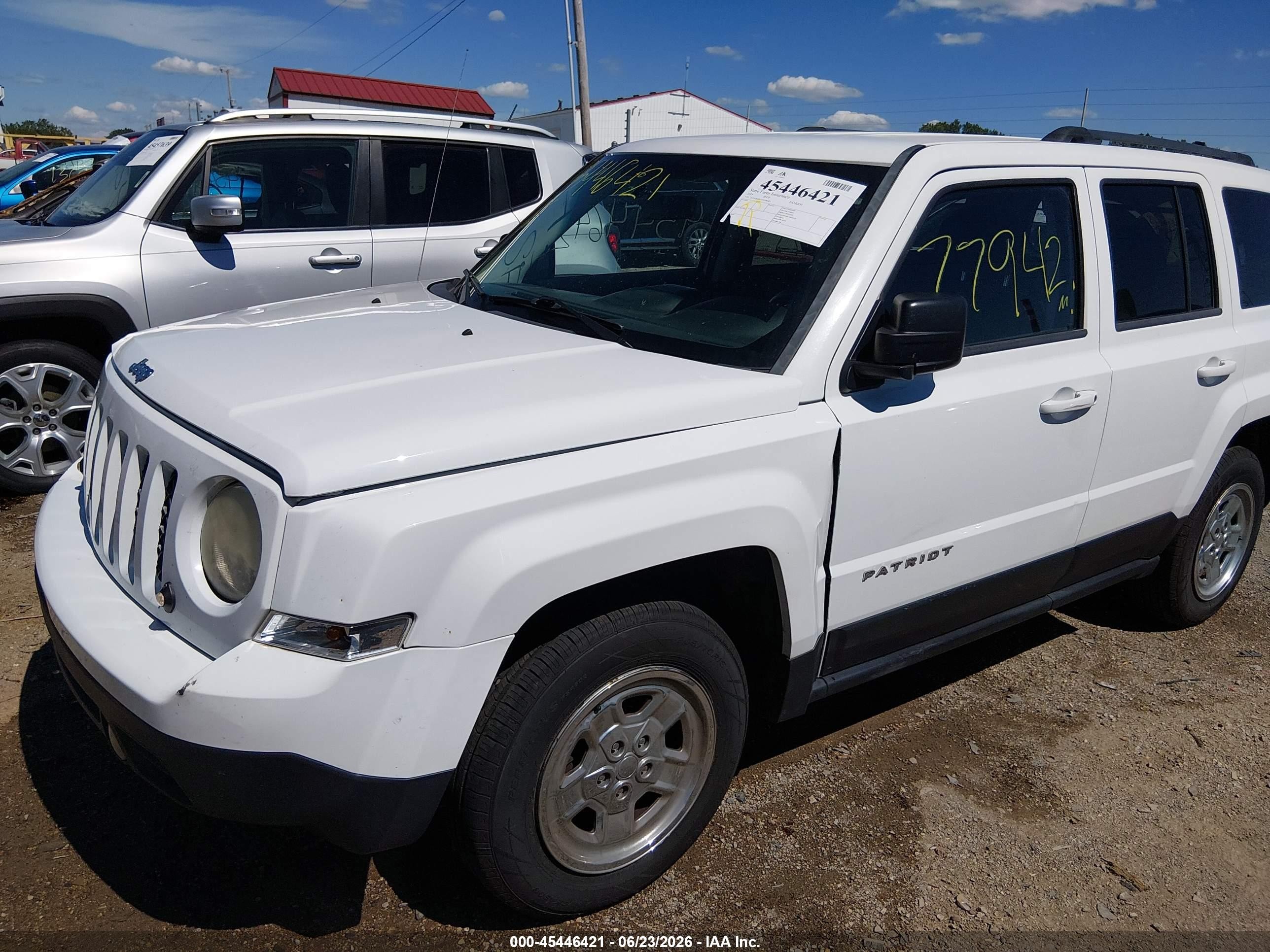 2014 Jeep Patriot Sport White vin: 1C4NJRBB3ED598185