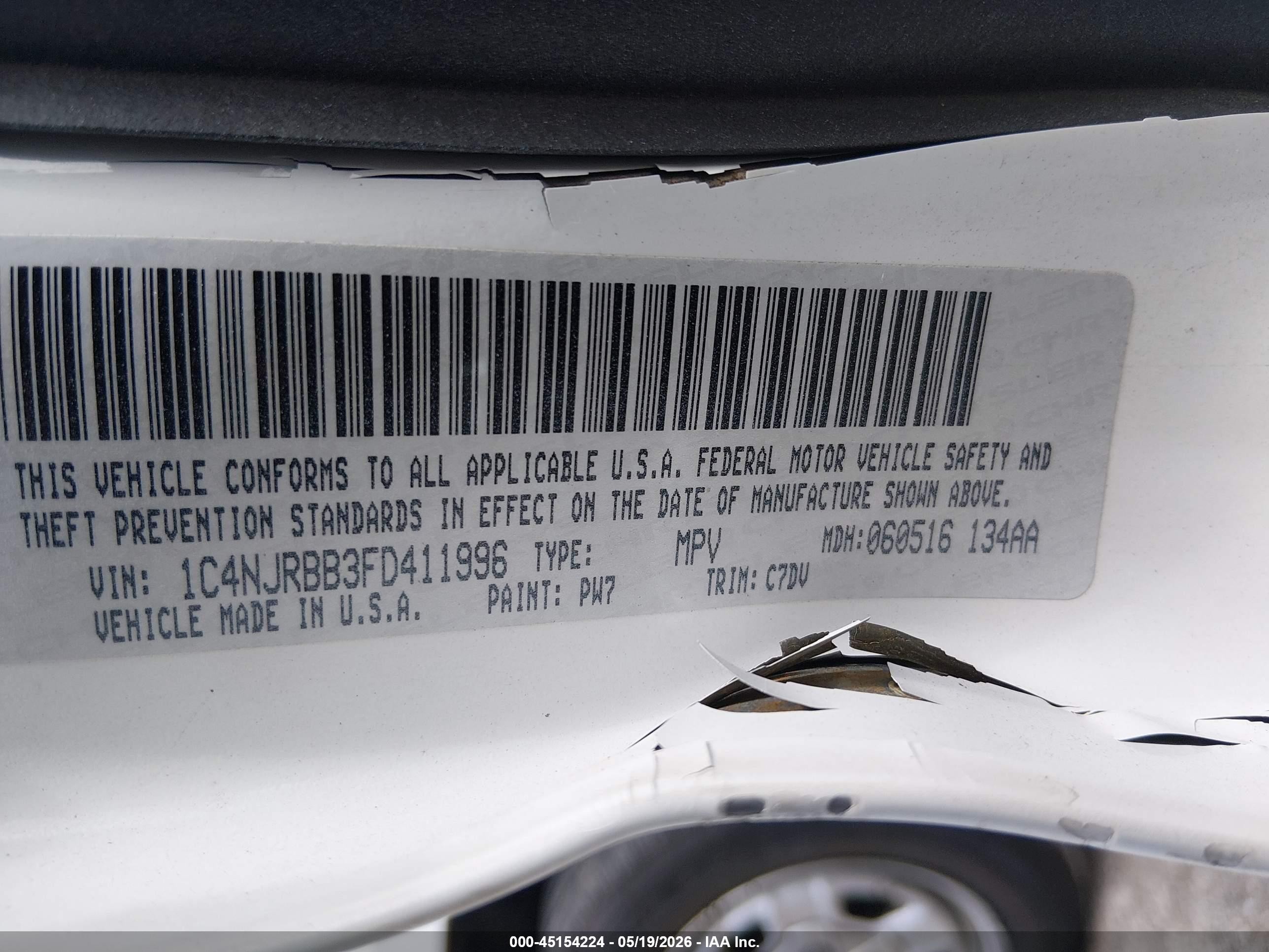 2015 Jeep Patriot Sport White vin: 1C4NJRBB3FD411996