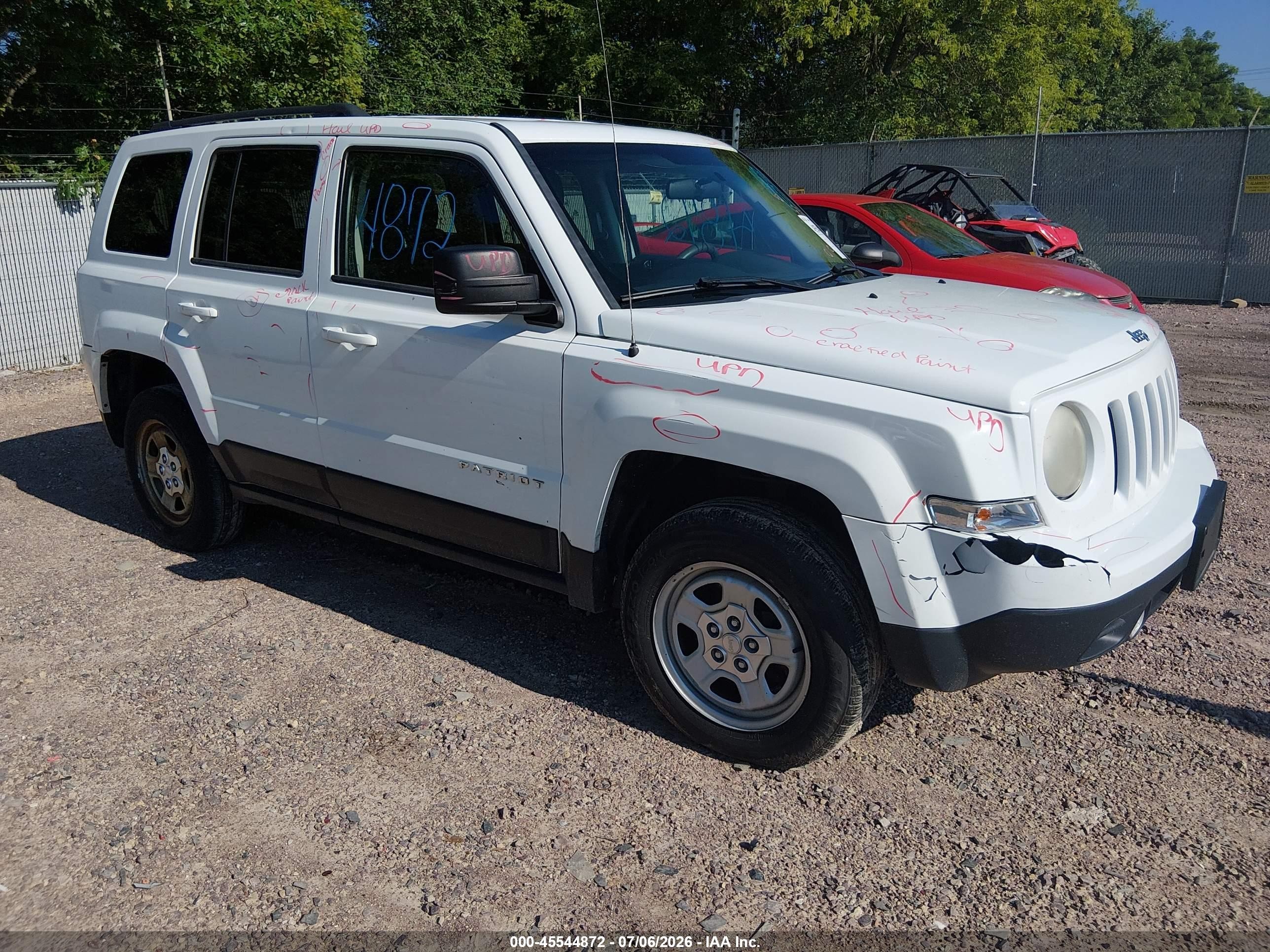 2013 Jeep Patriot Sport White vin: 1C4NJRBB4DD271406