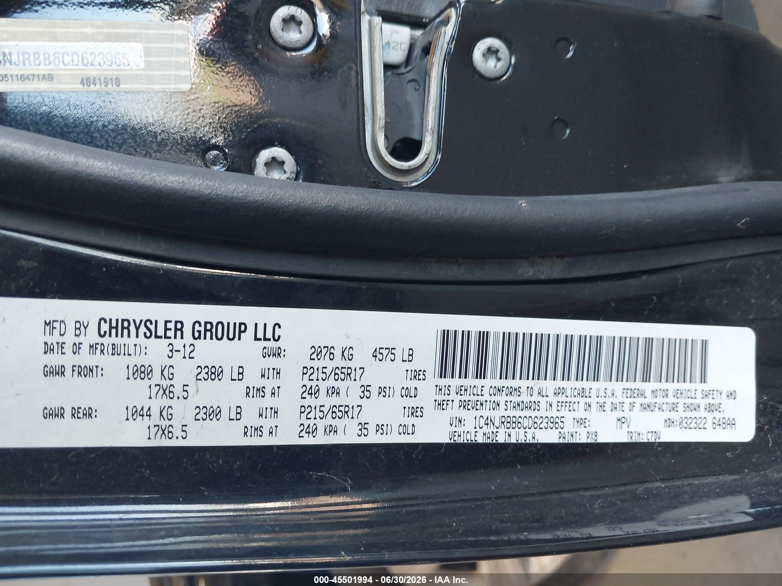 2012 Jeep Patriot Sport Black vin: 1C4NJRBB6CD623965