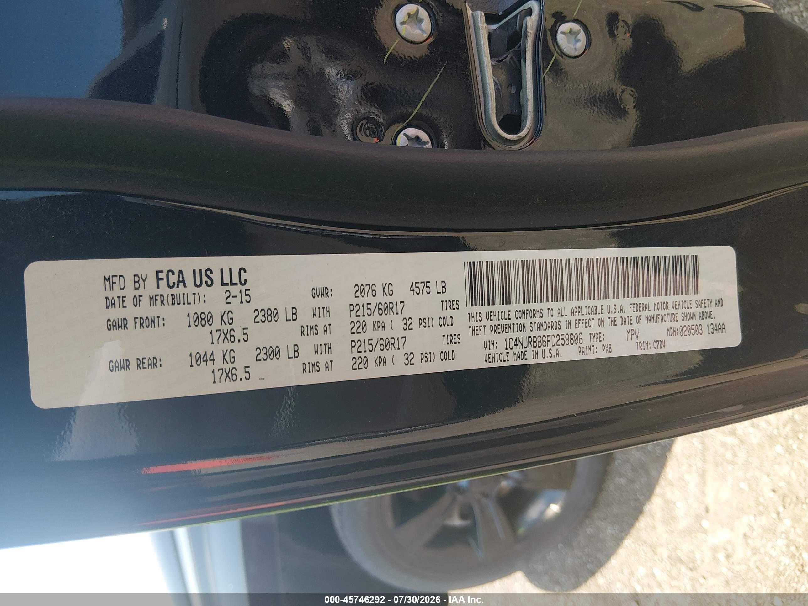 2015 Jeep Patriot Altitude Edition Black vin: 1C4NJRBB6FD258806