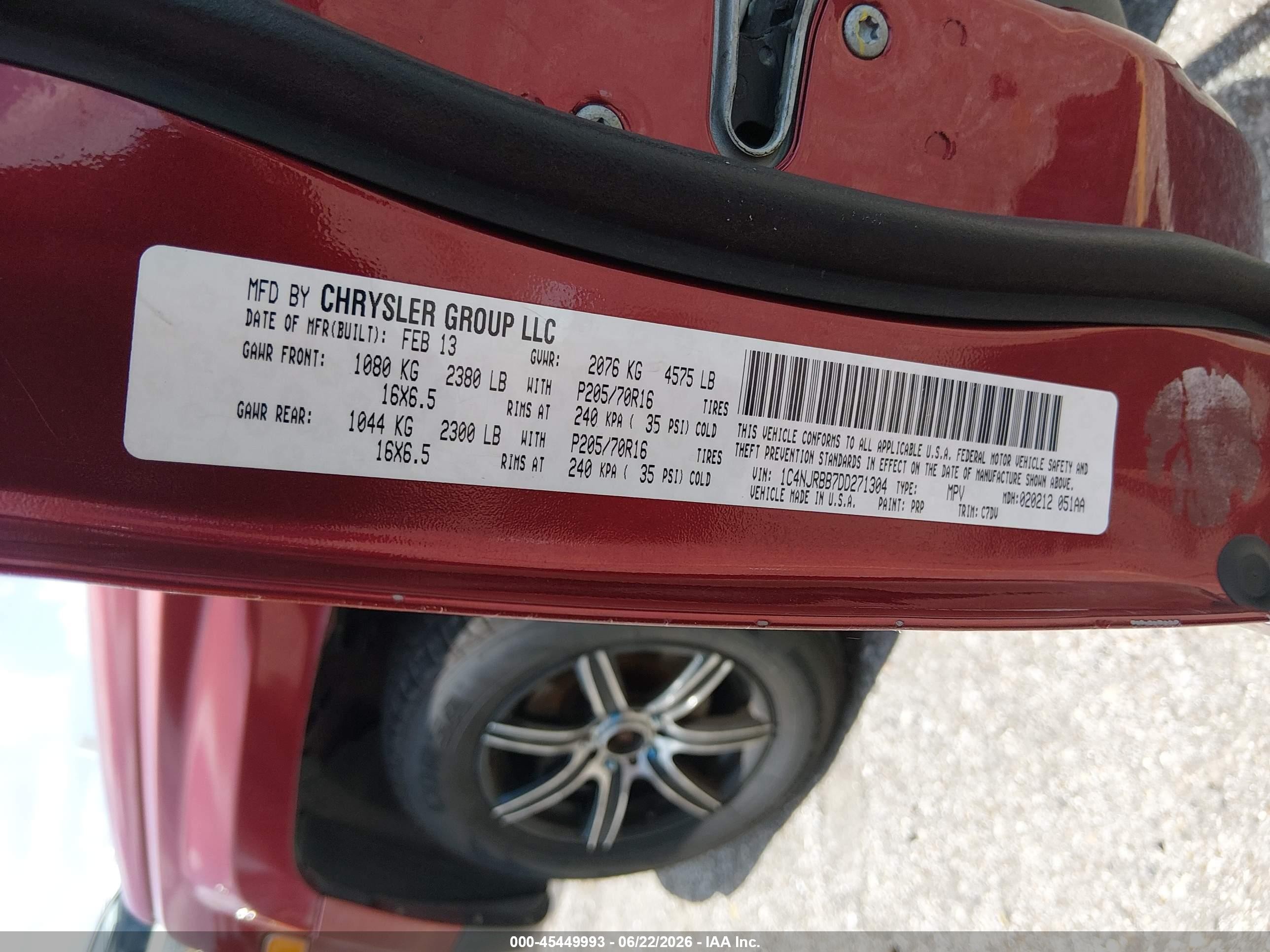 2013 Jeep Patriot Sport Red vin: 1C4NJRBB7DD271304
