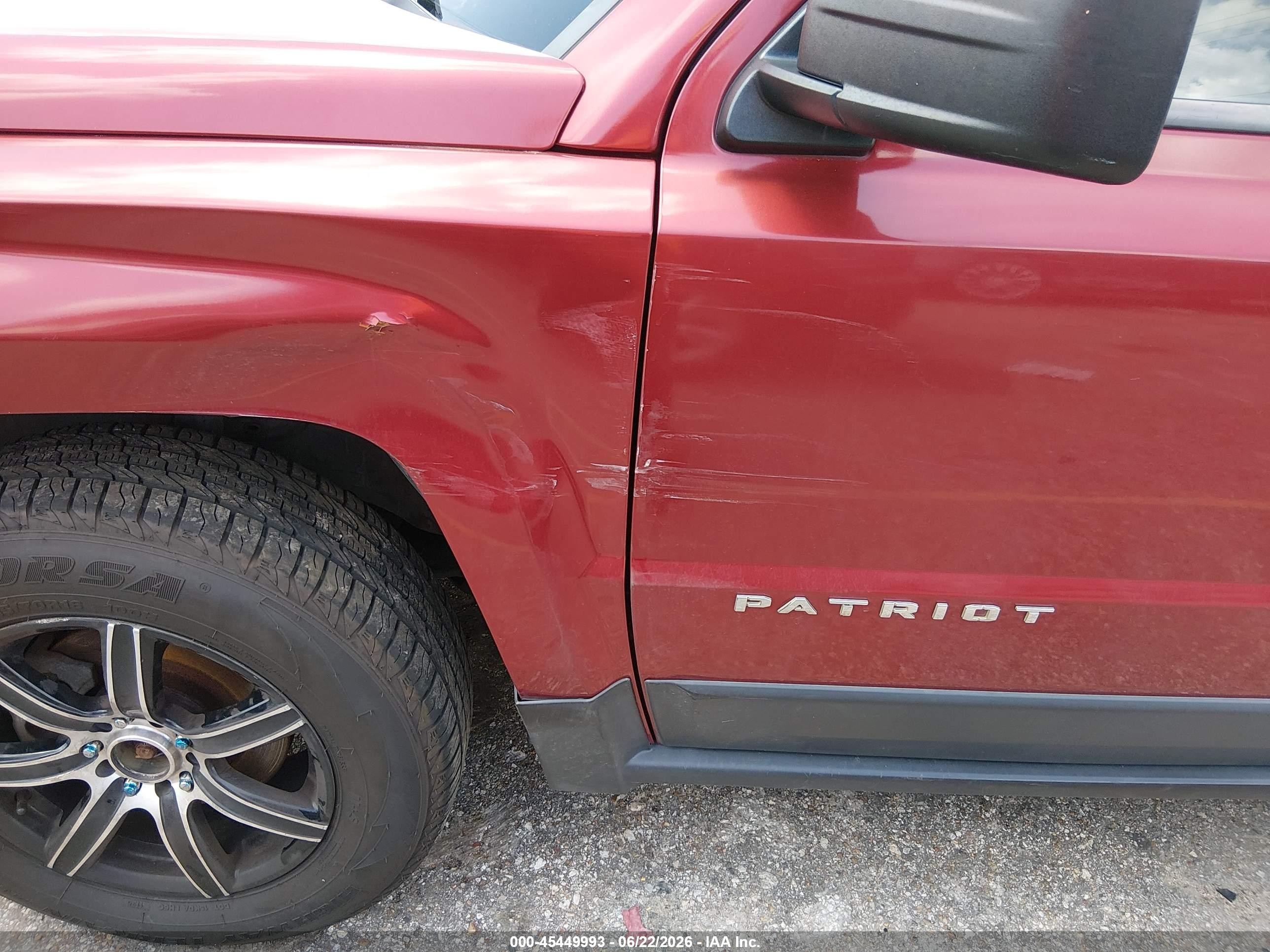 2013 Jeep Patriot Sport Red vin: 1C4NJRBB7DD271304