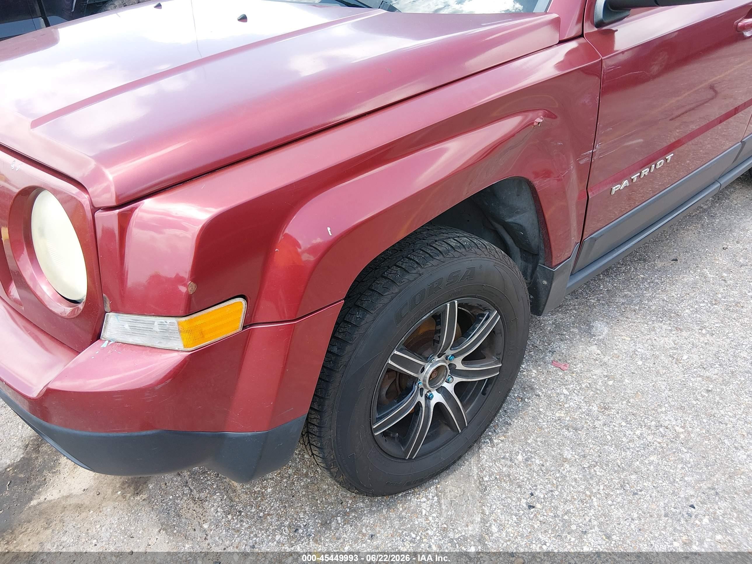 2013 Jeep Patriot Sport Red vin: 1C4NJRBB7DD271304