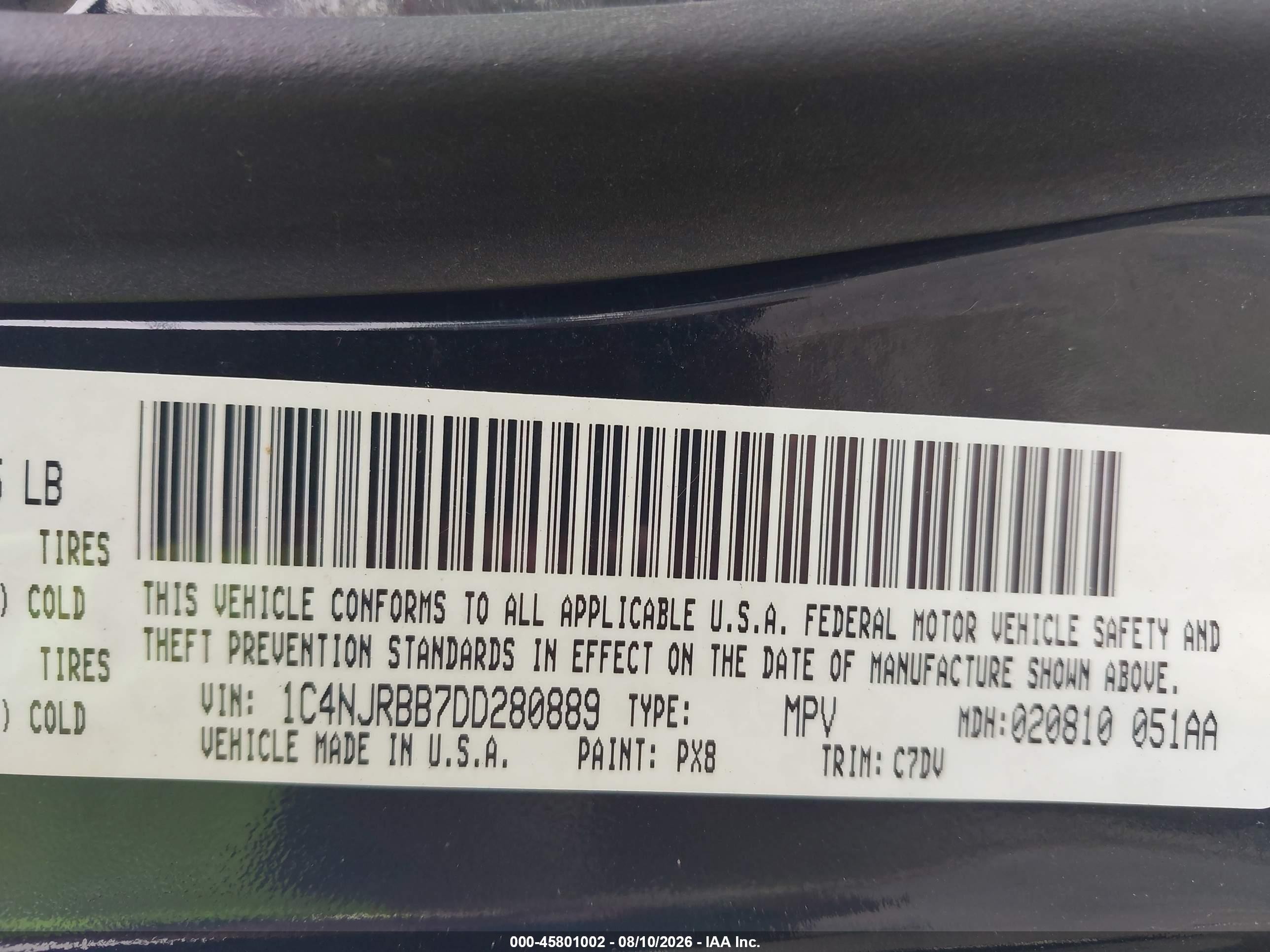 2013 Jeep Patriot Sport Черный vin: 1C4NJRBB7DD280889