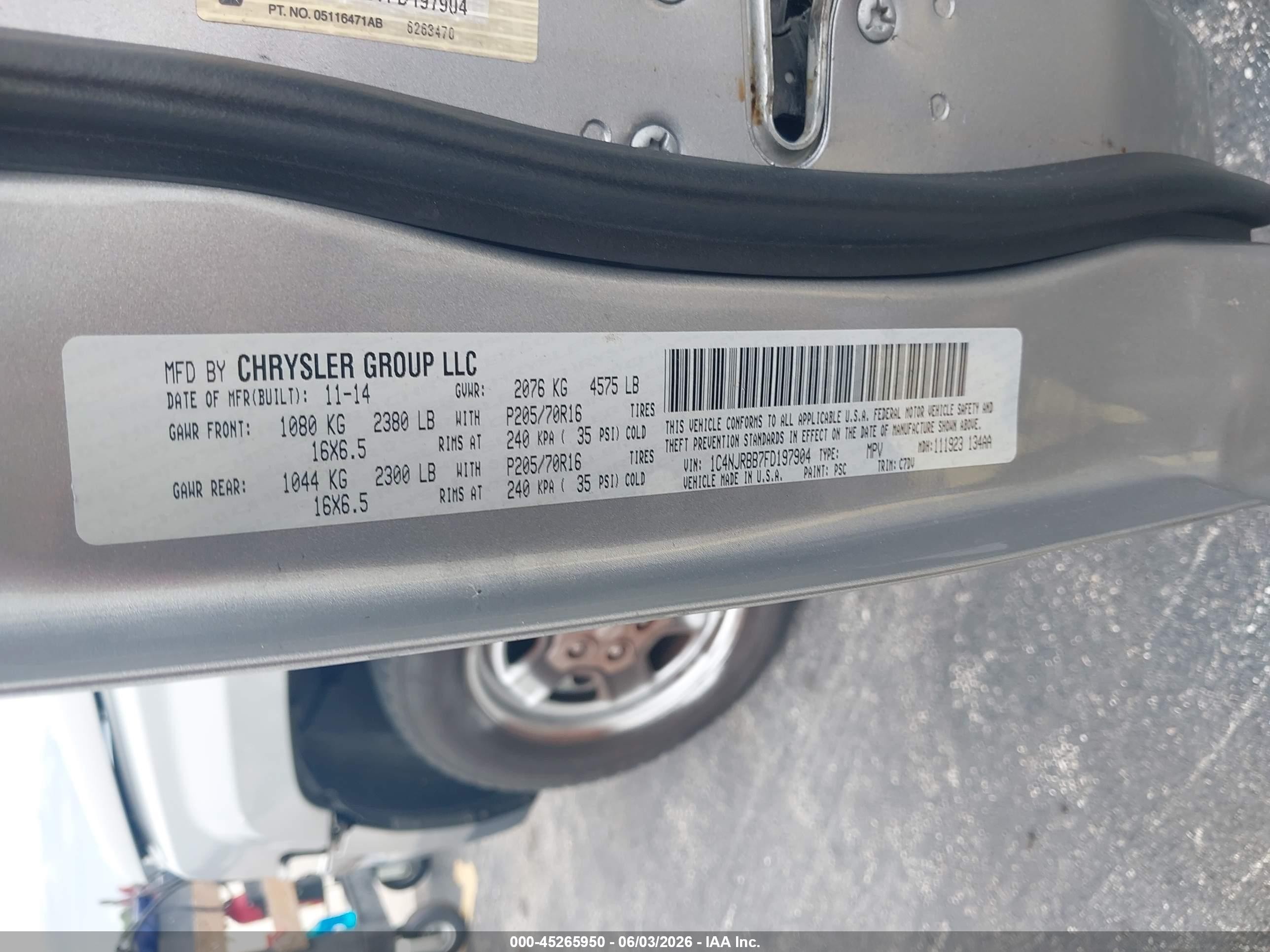 2015 Jeep Patriot Sport Gray vin: 1C4NJRBB7FD197904