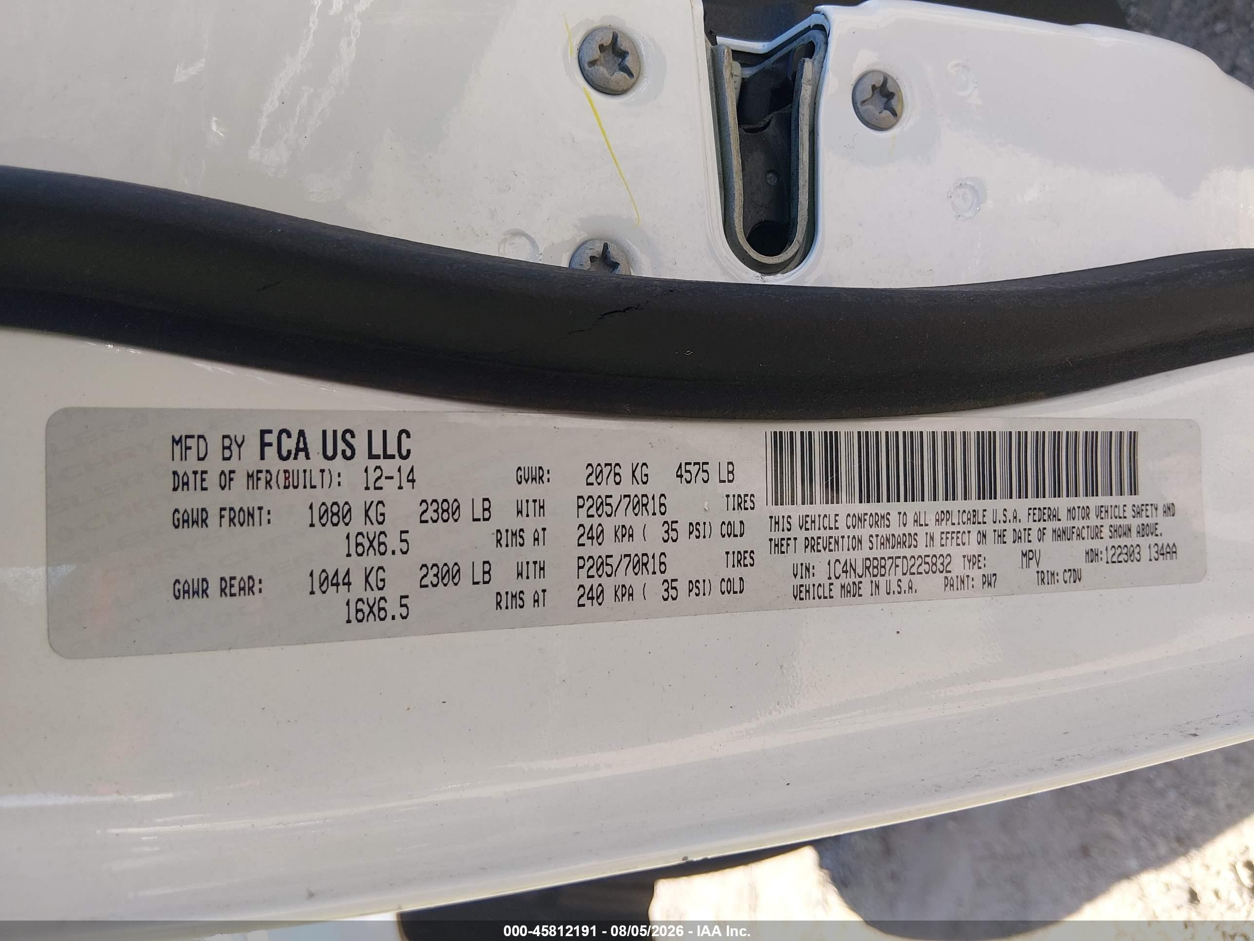 2015 Jeep Patriot Sport White vin: 1C4NJRBB7FD225832