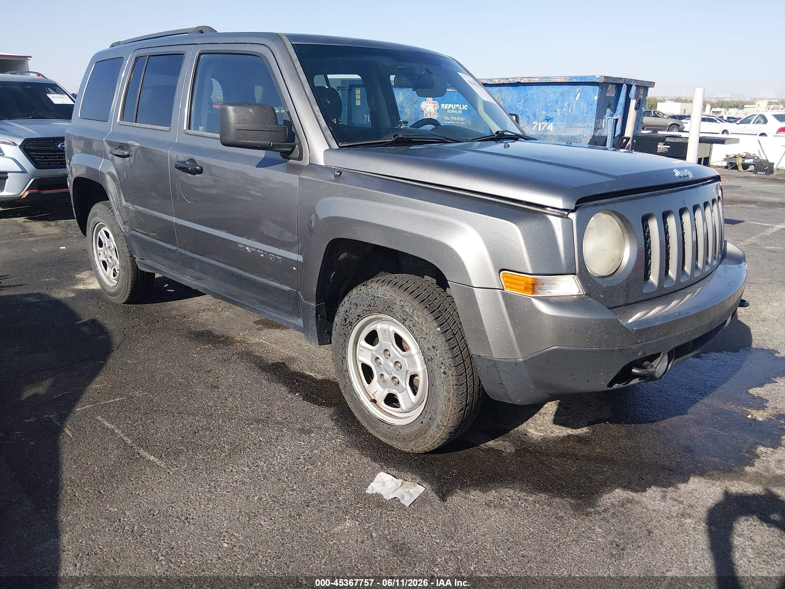 2014 Jeep Patriot Sport Gray vin: 1C4NJRBB8ED510831