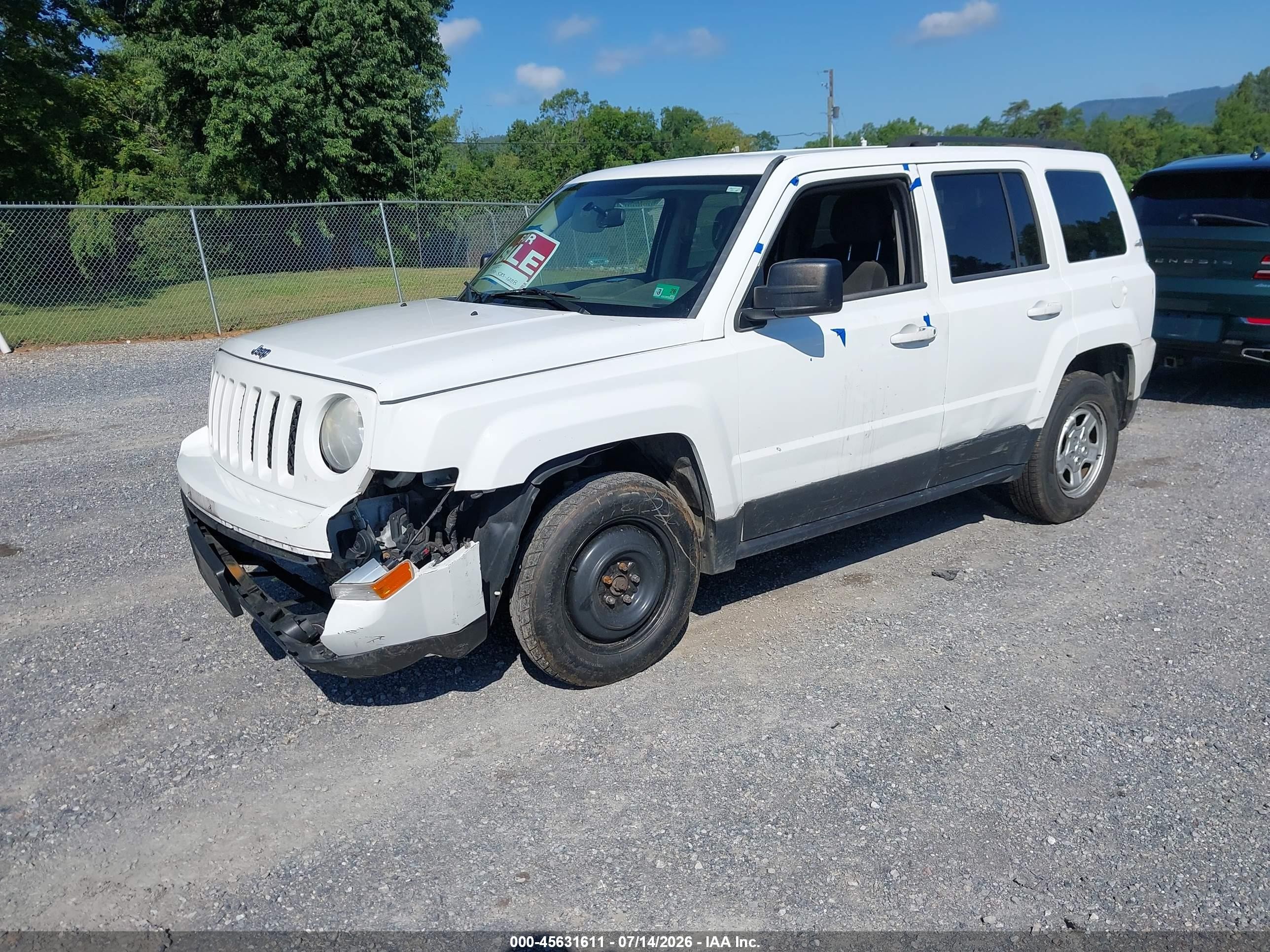 2014 Jeep Patriot Sport White vin: 1C4NJRBB8ED927141