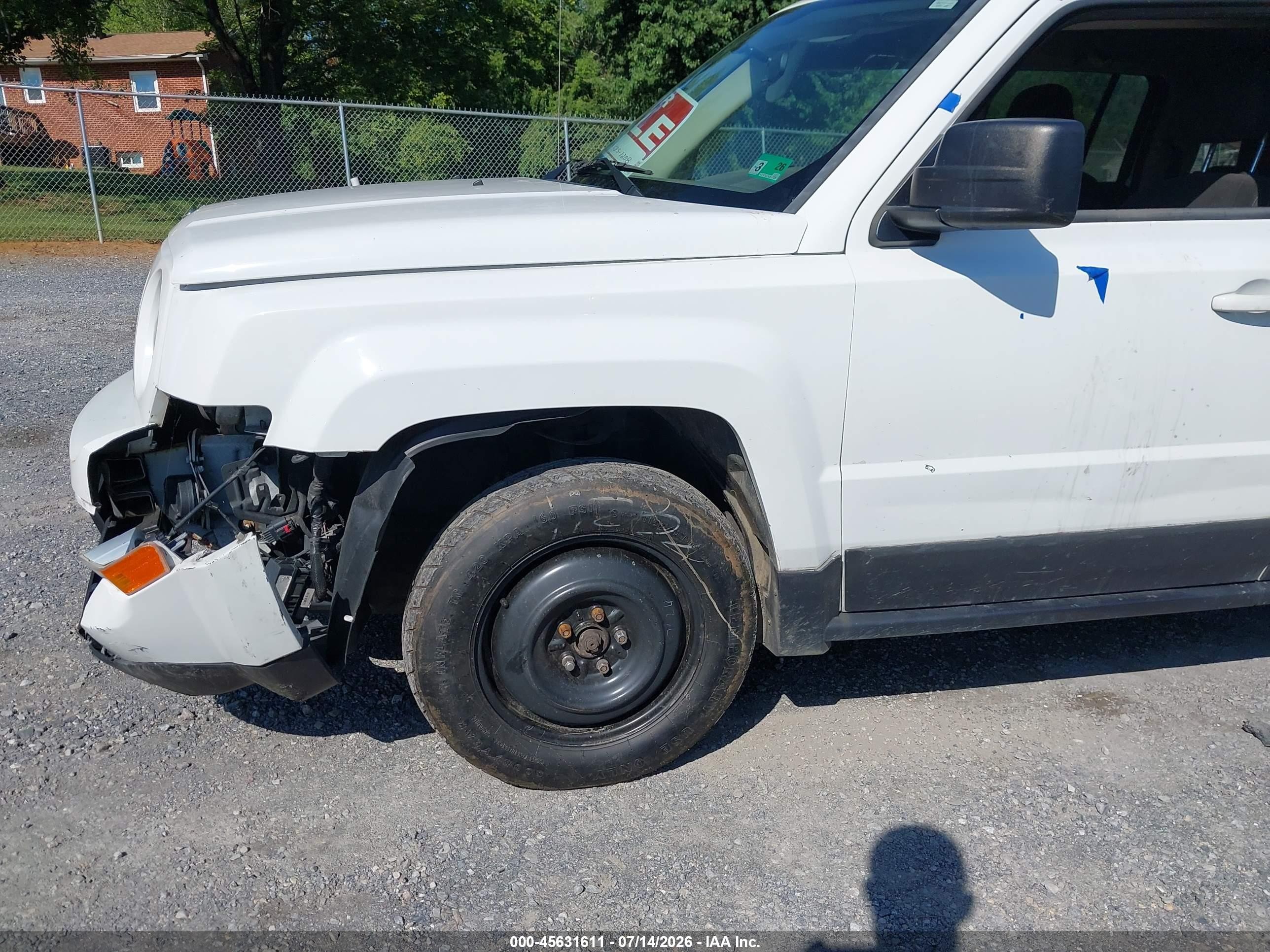2014 Jeep Patriot Sport White vin: 1C4NJRBB8ED927141