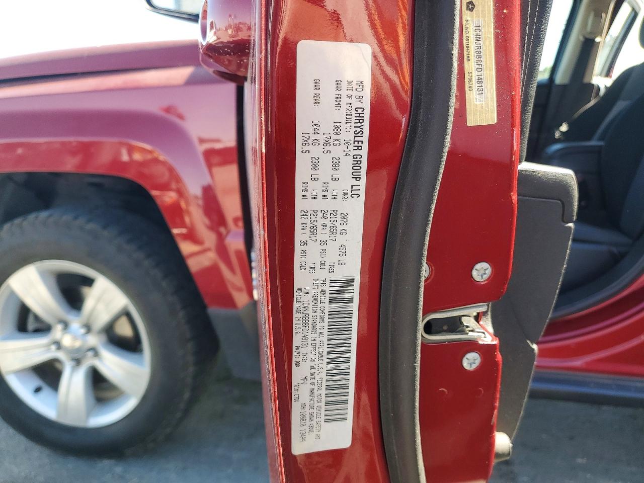 2015 Jeep Patriot Sport Red vin: 1C4NJRBB8FD148131