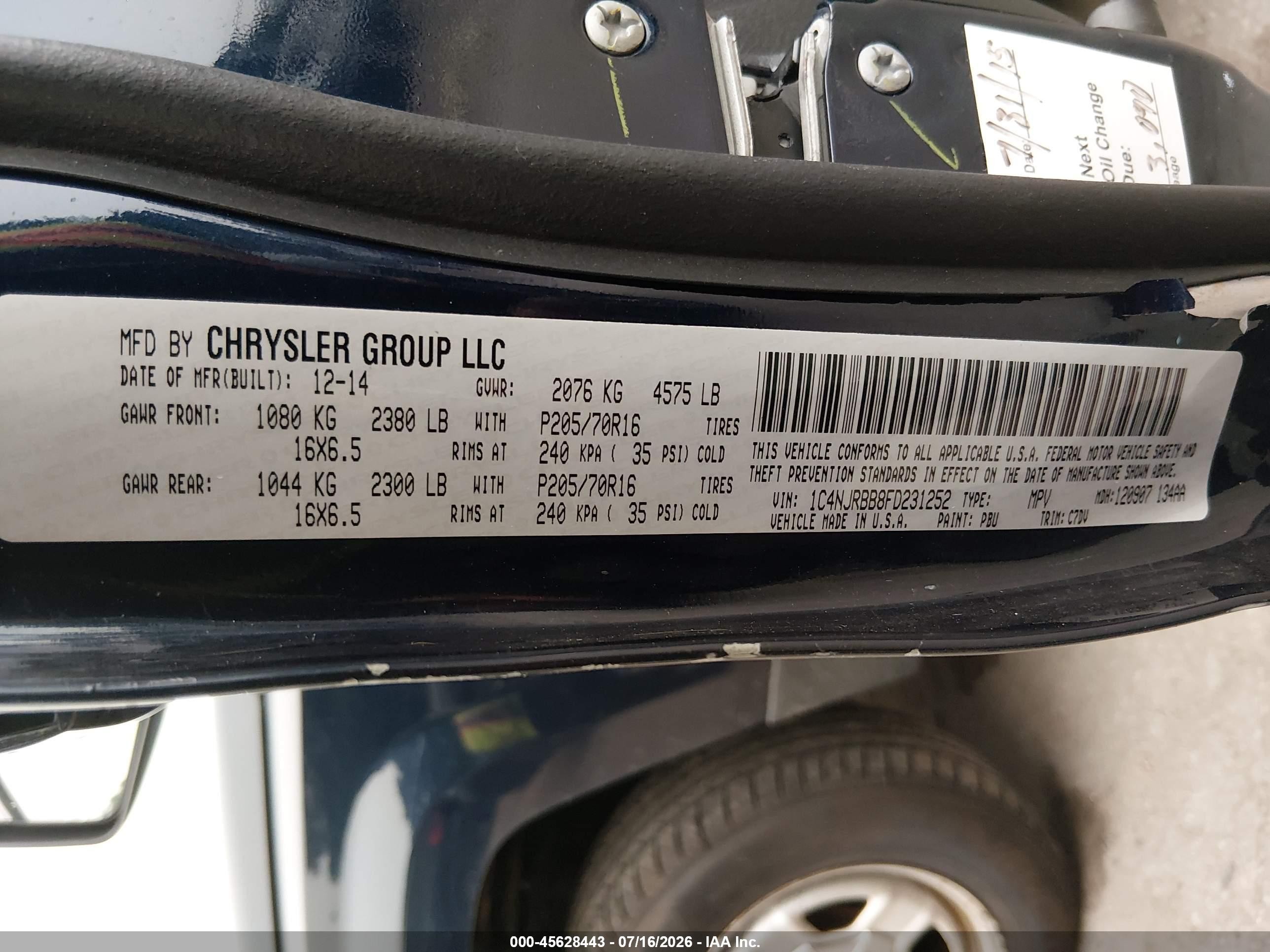 2015 Jeep Patriot Sport Blue vin: 1C4NJRBB8FD231252
