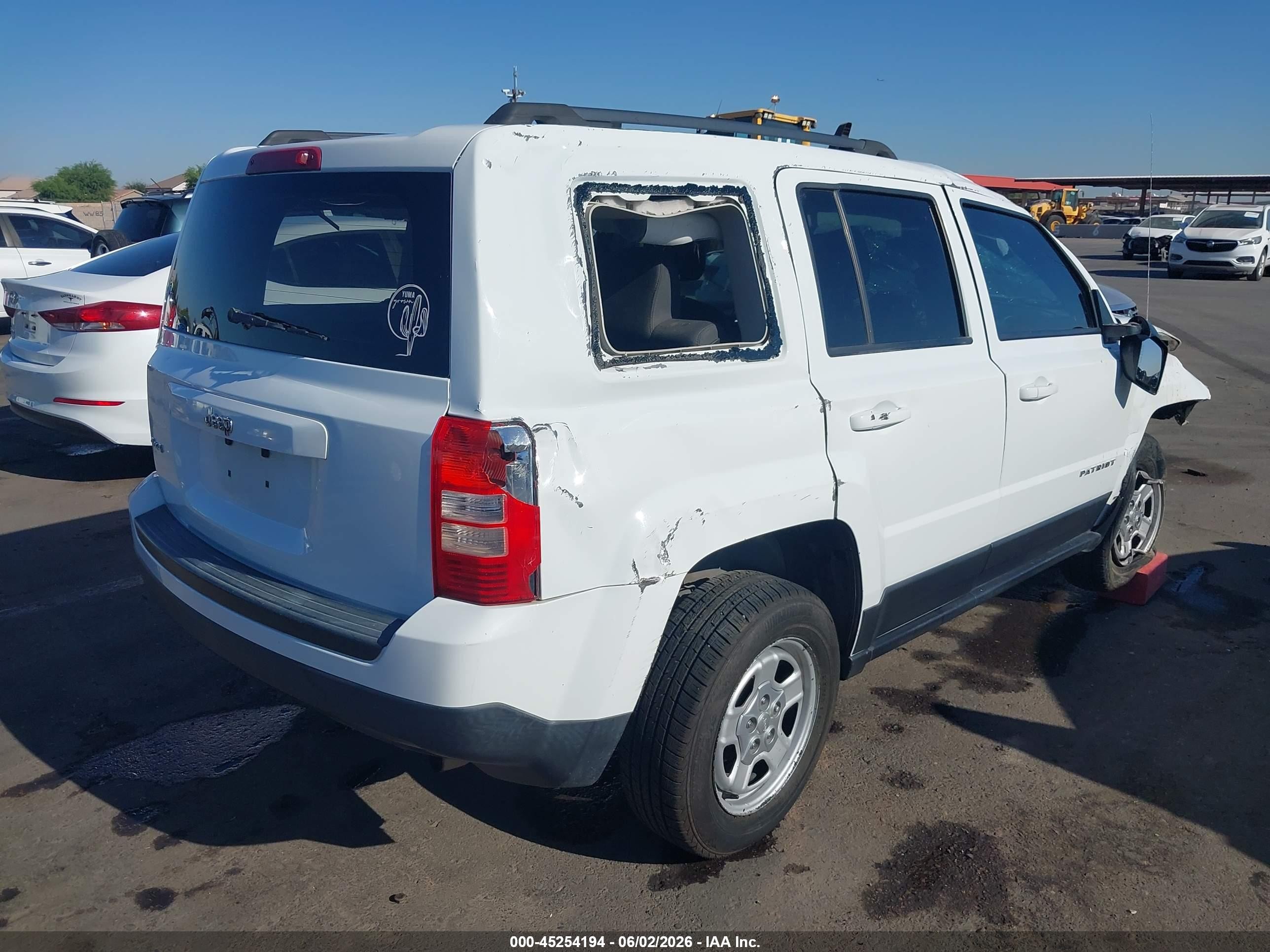 2015 Jeep Patriot Sport White vin: 1C4NJRBB8FD270343