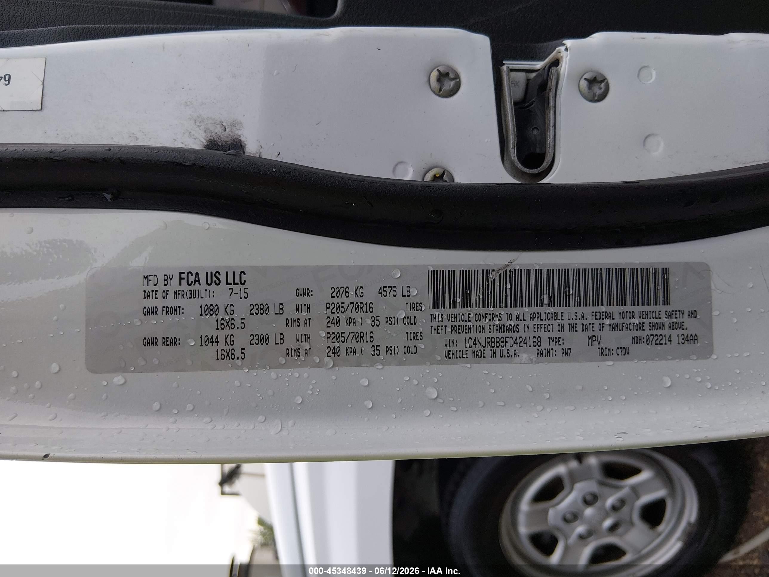 2015 Jeep Patriot Sport White vin: 1C4NJRBB9FD424168
