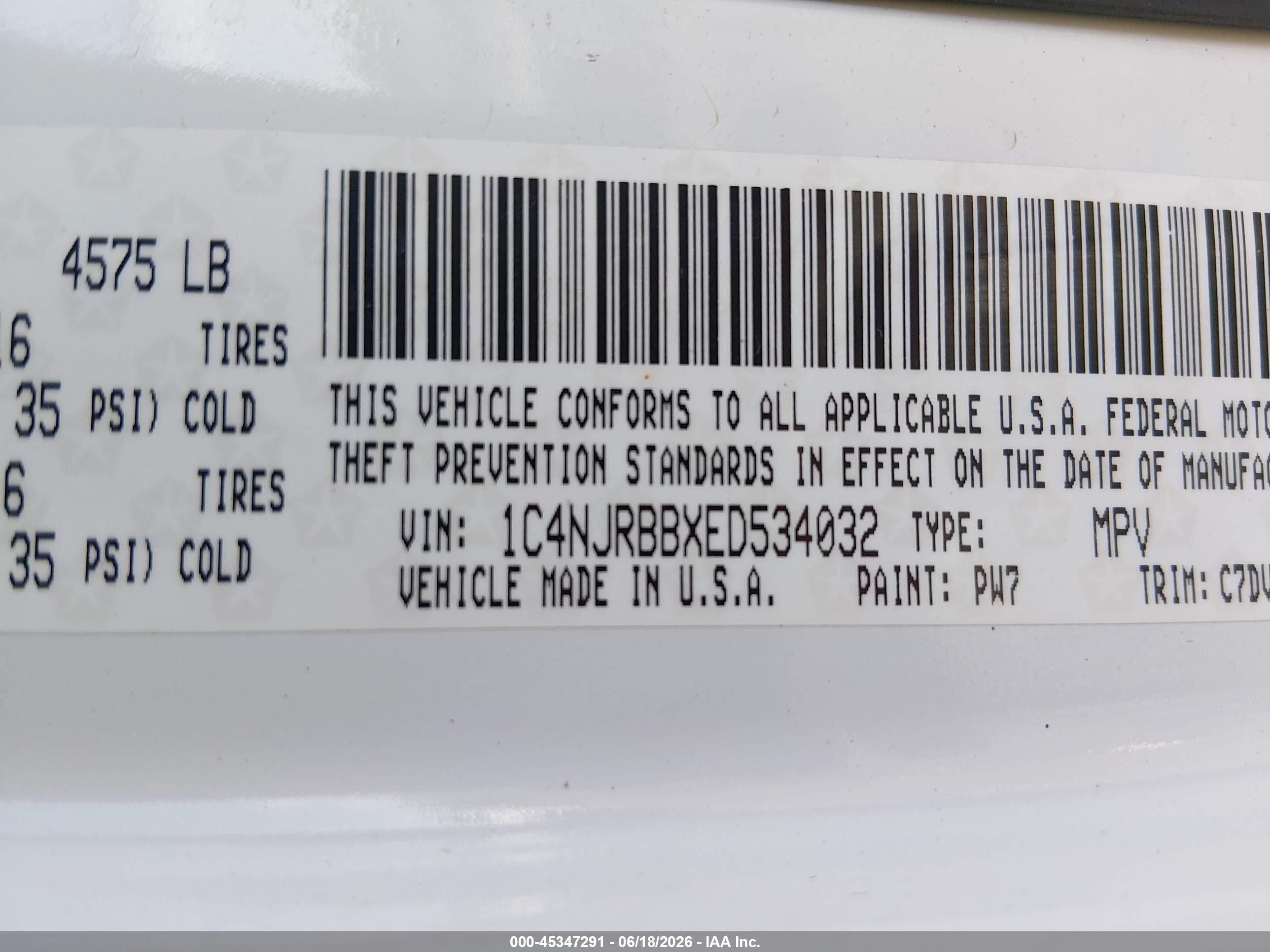 2014 Jeep Patriot Sport White vin: 1C4NJRBBXED534032