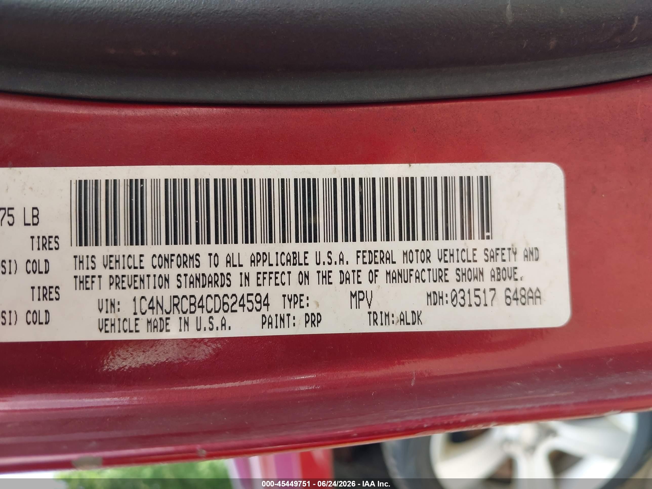 2012 Jeep Patriot Limited Maroon vin: 1C4NJRCB4CD624594