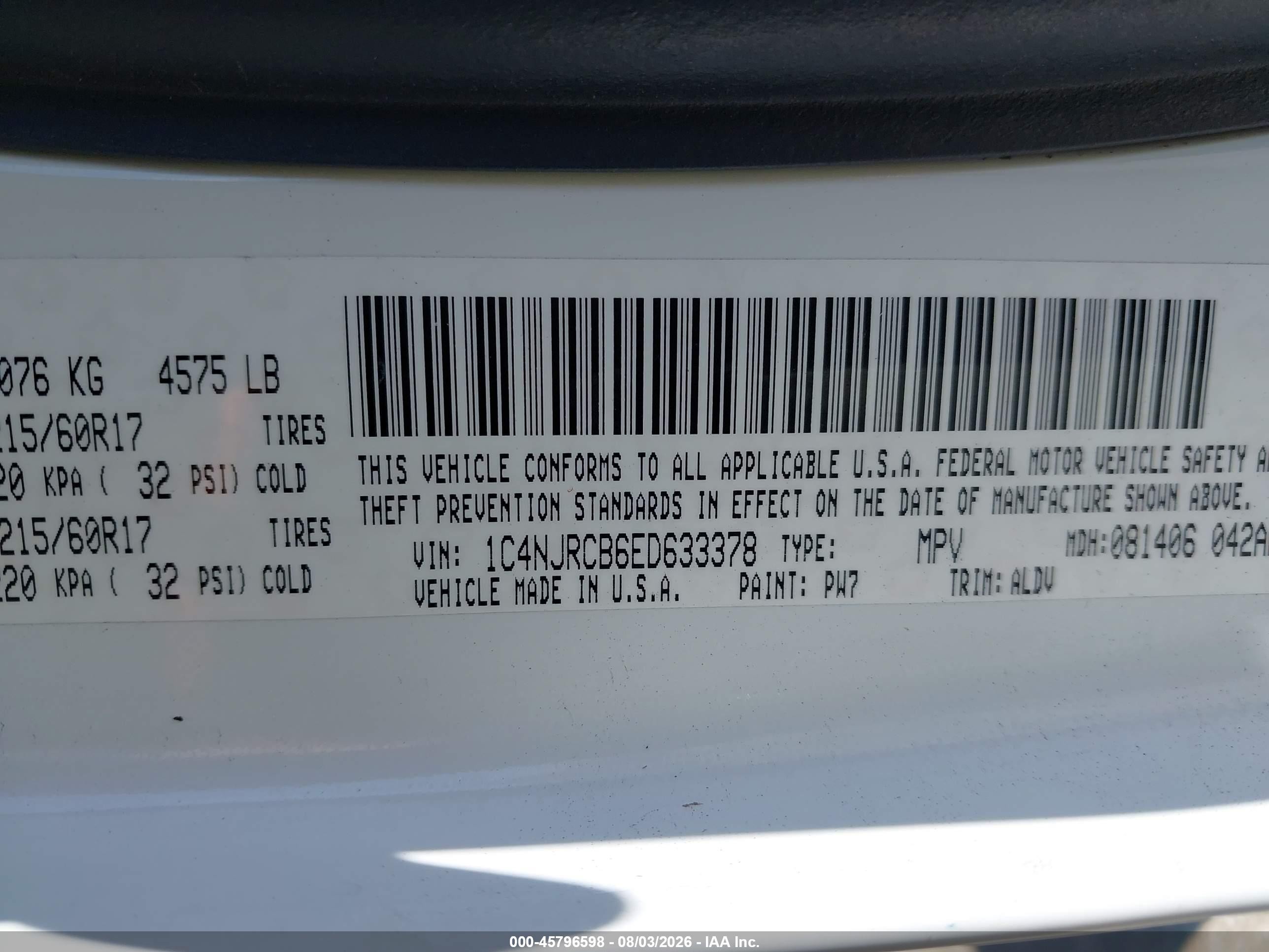 2014 Jeep Patriot Limited White vin: 1C4NJRCB6ED633378