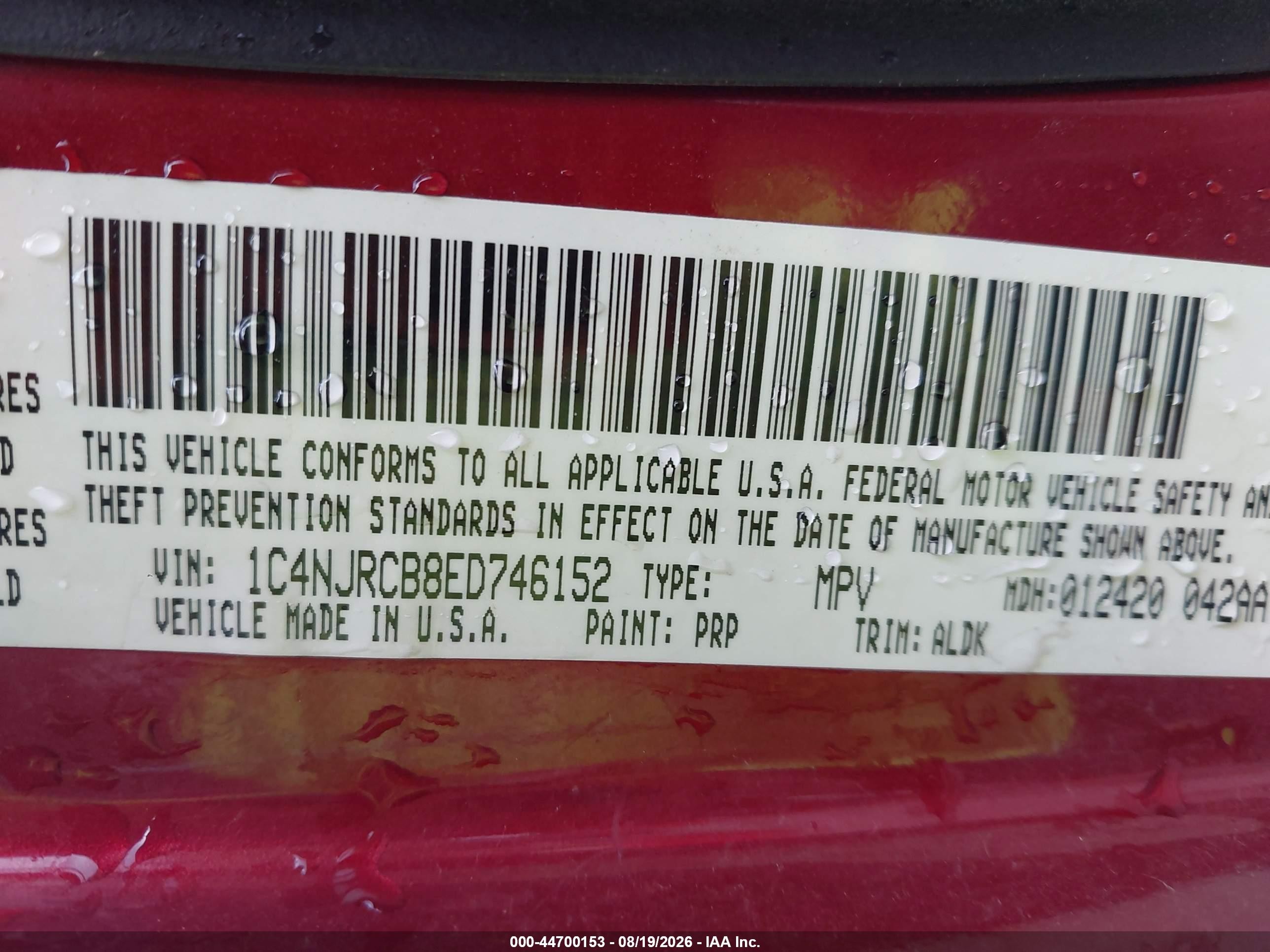 2014 Jeep Patriot Limited Red vin: 1C4NJRCB8ED746152