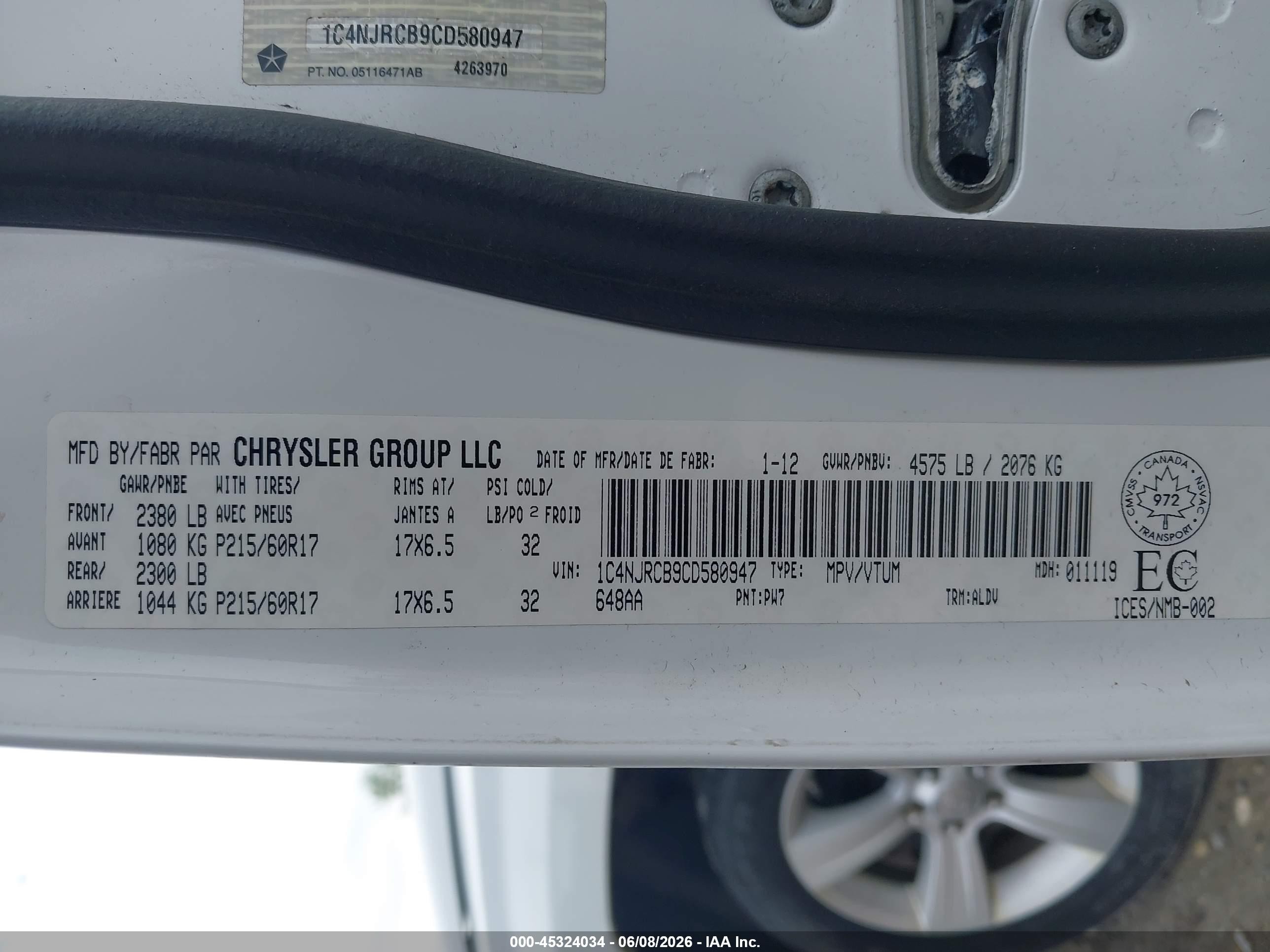 2012 Jeep Patriot Limited White vin: 1C4NJRCB9CD580947