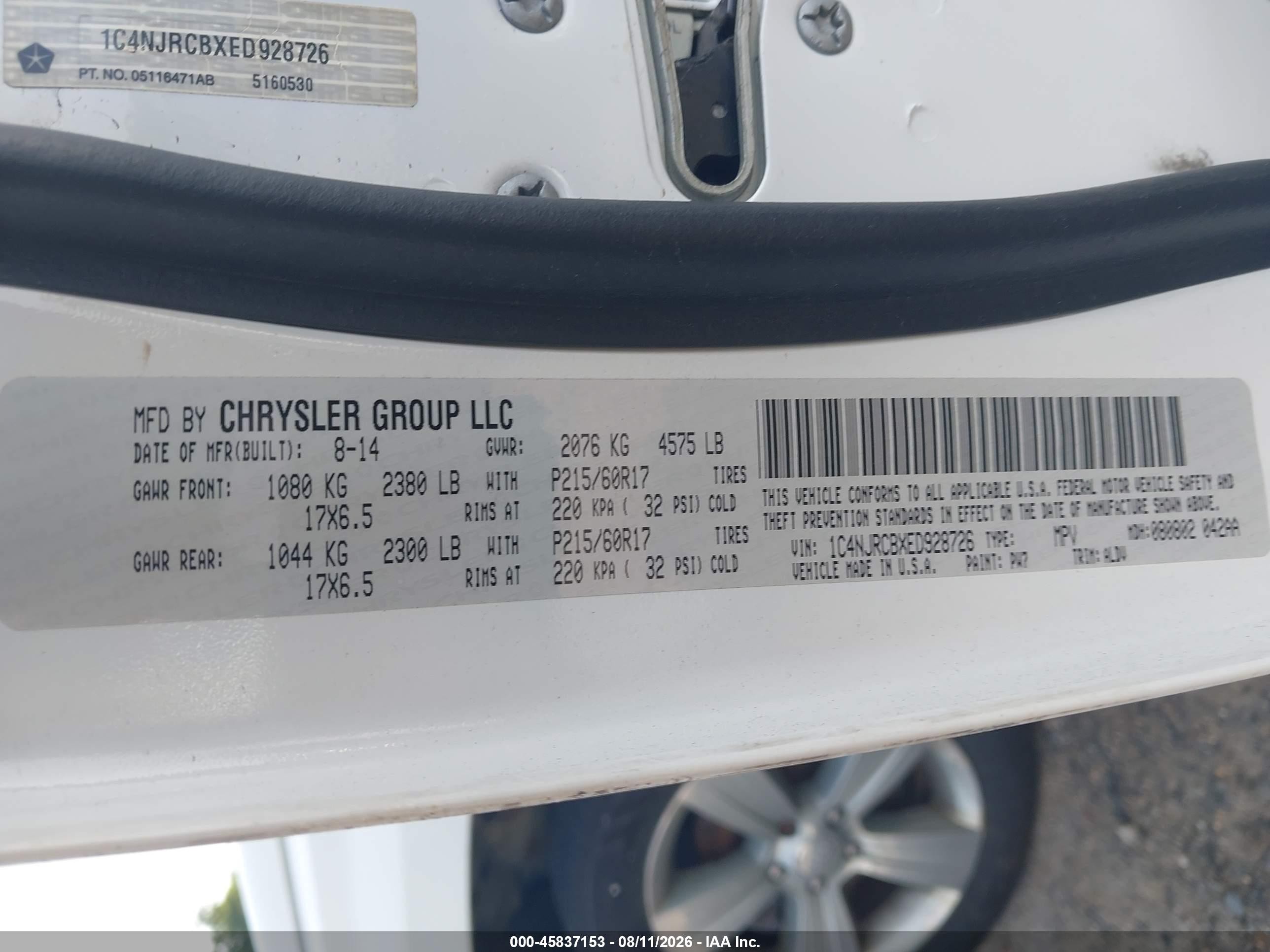 2014 Jeep Patriot Limited Белый vin: 1C4NJRCBXED928726