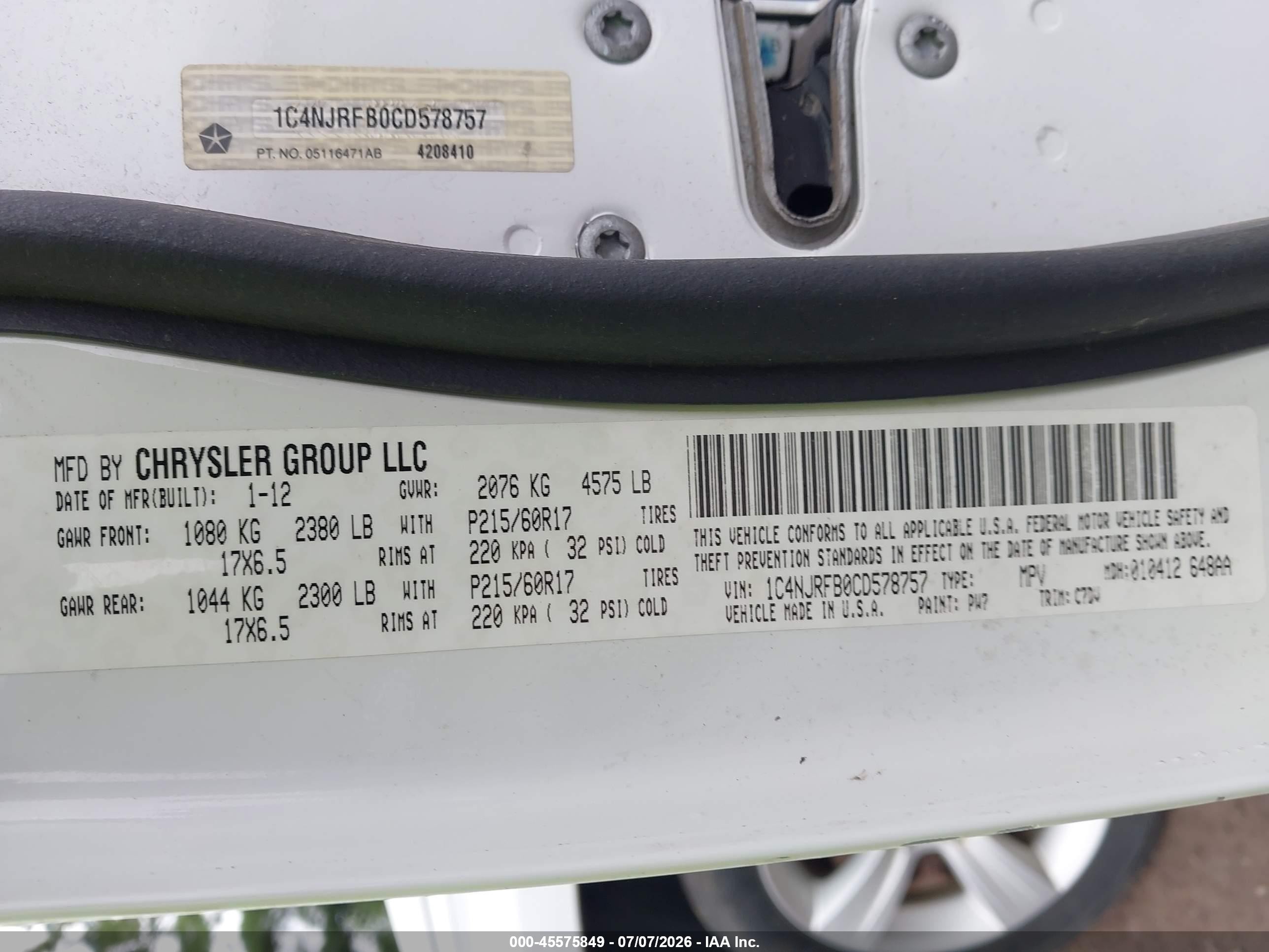2012 Jeep Patriot Latitude White vin: 1C4NJRFB0CD578757