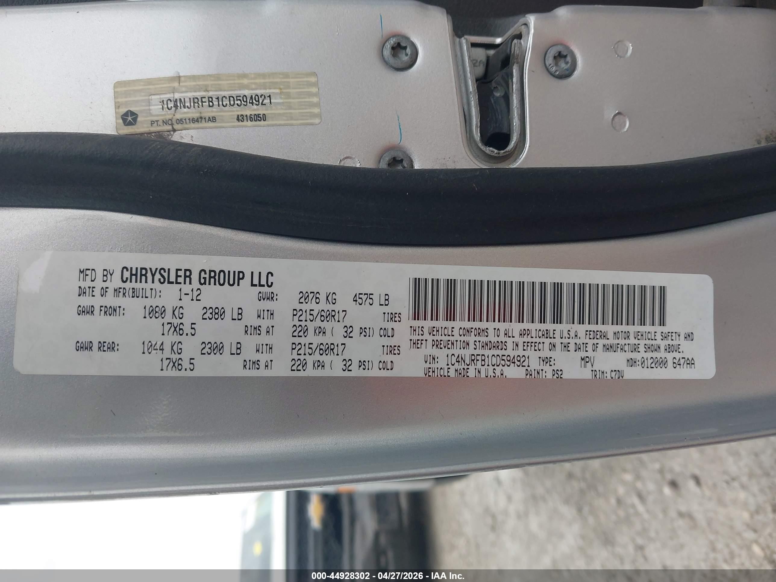 2012 Jeep Patriot Latitude Silver vin: 1C4NJRFB1CD594921