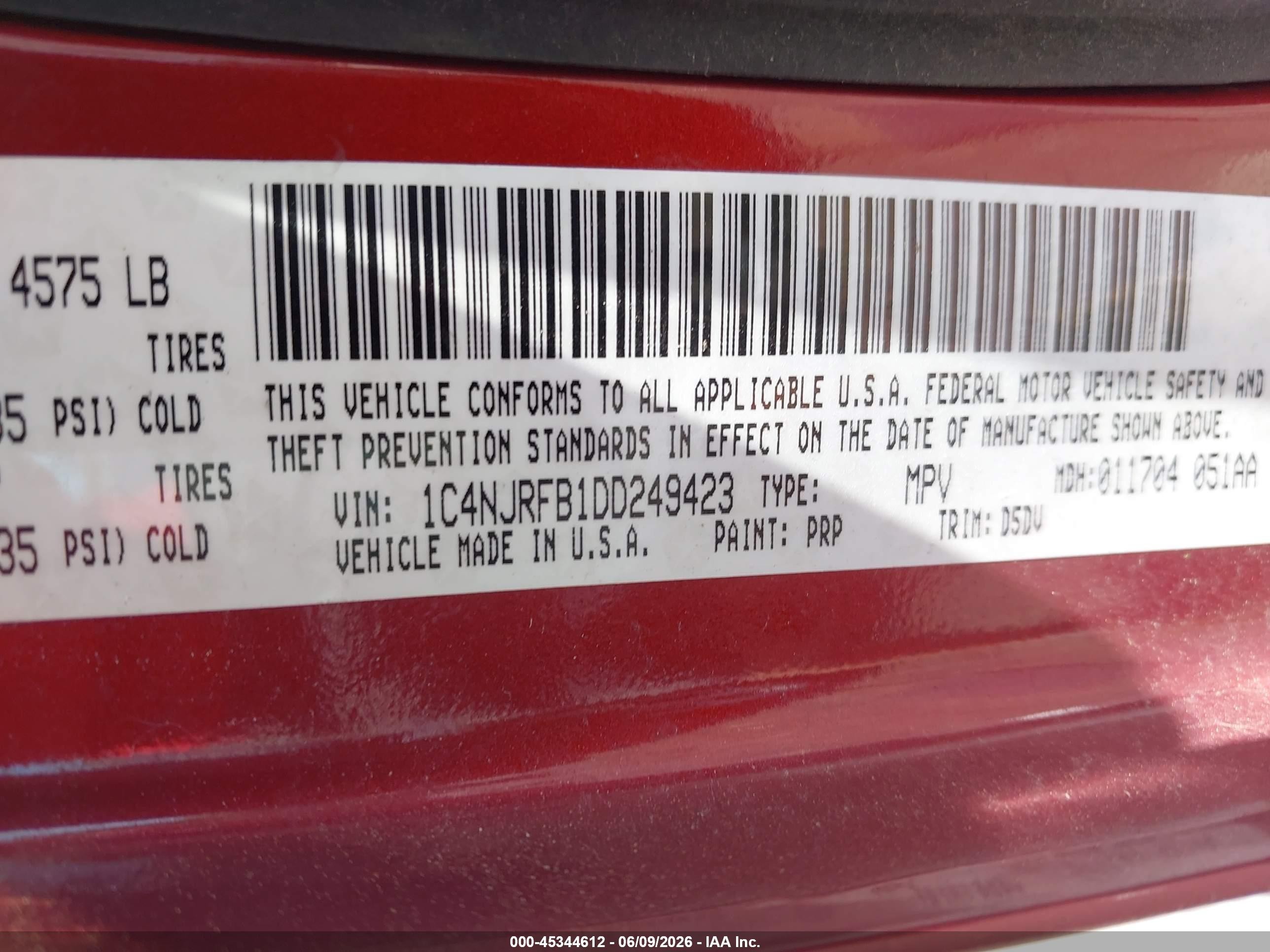 2013 Jeep Patriot Latitude Red vin: 1C4NJRFB1DD249423
