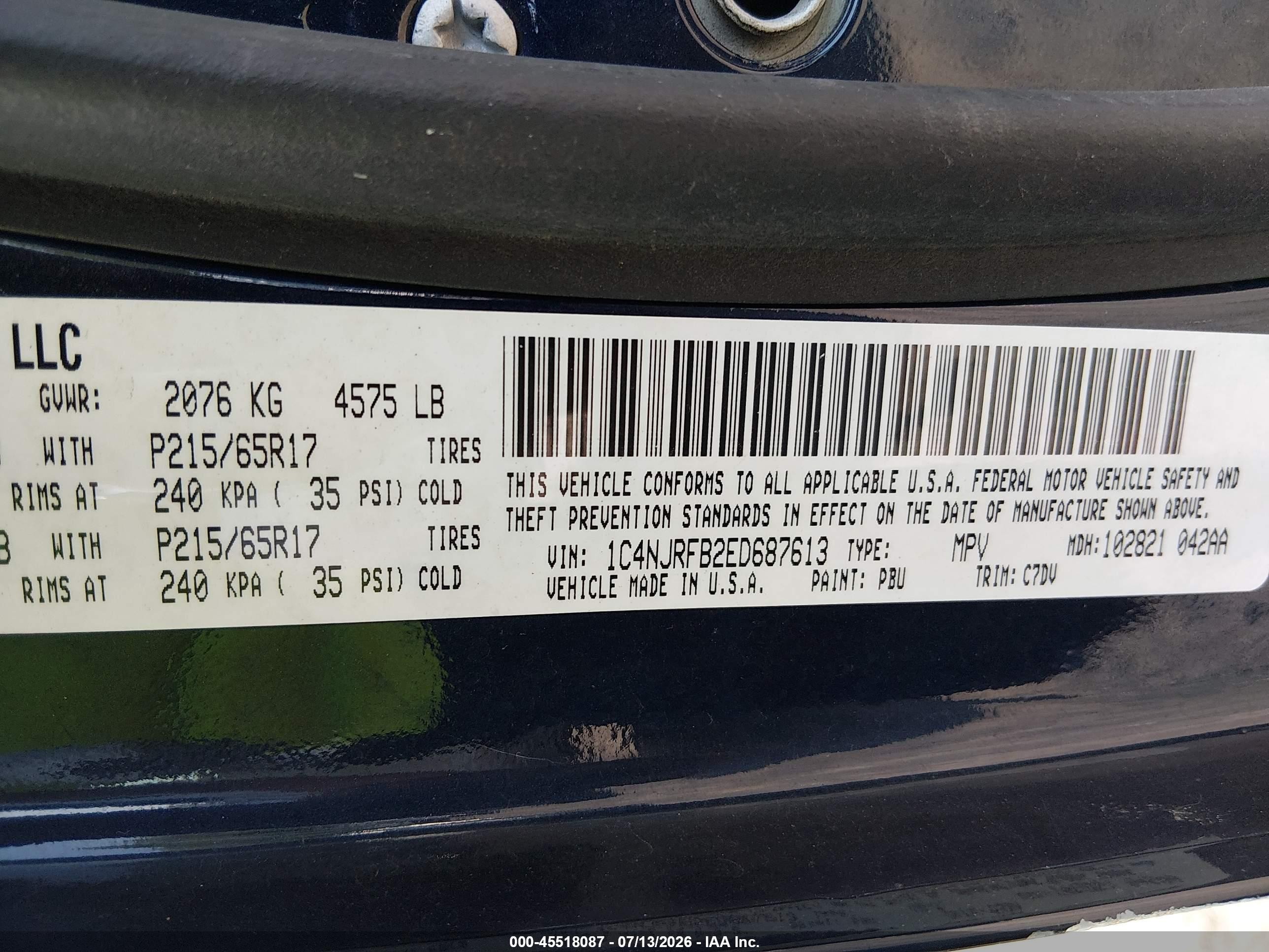 2014 Jeep Patriot Latitude Blue vin: 1C4NJRFB2ED687613