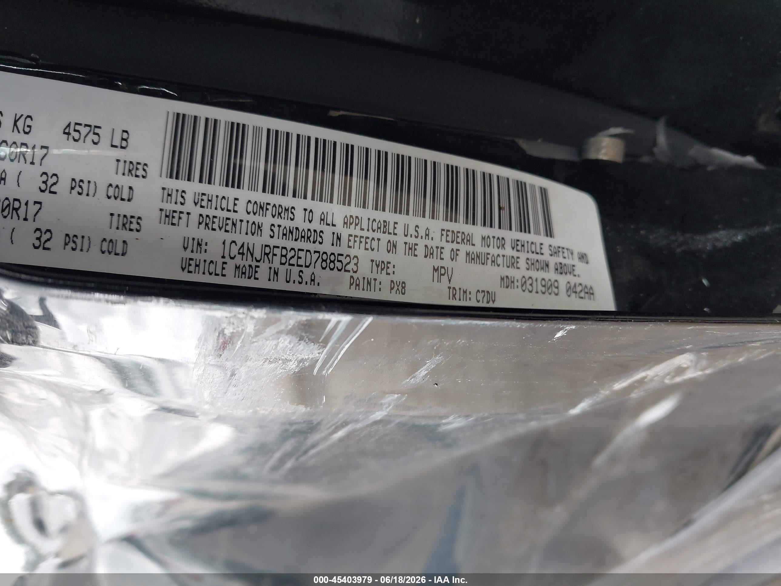2014 Jeep Patriot Latitude Black vin: 1C4NJRFB2ED788523