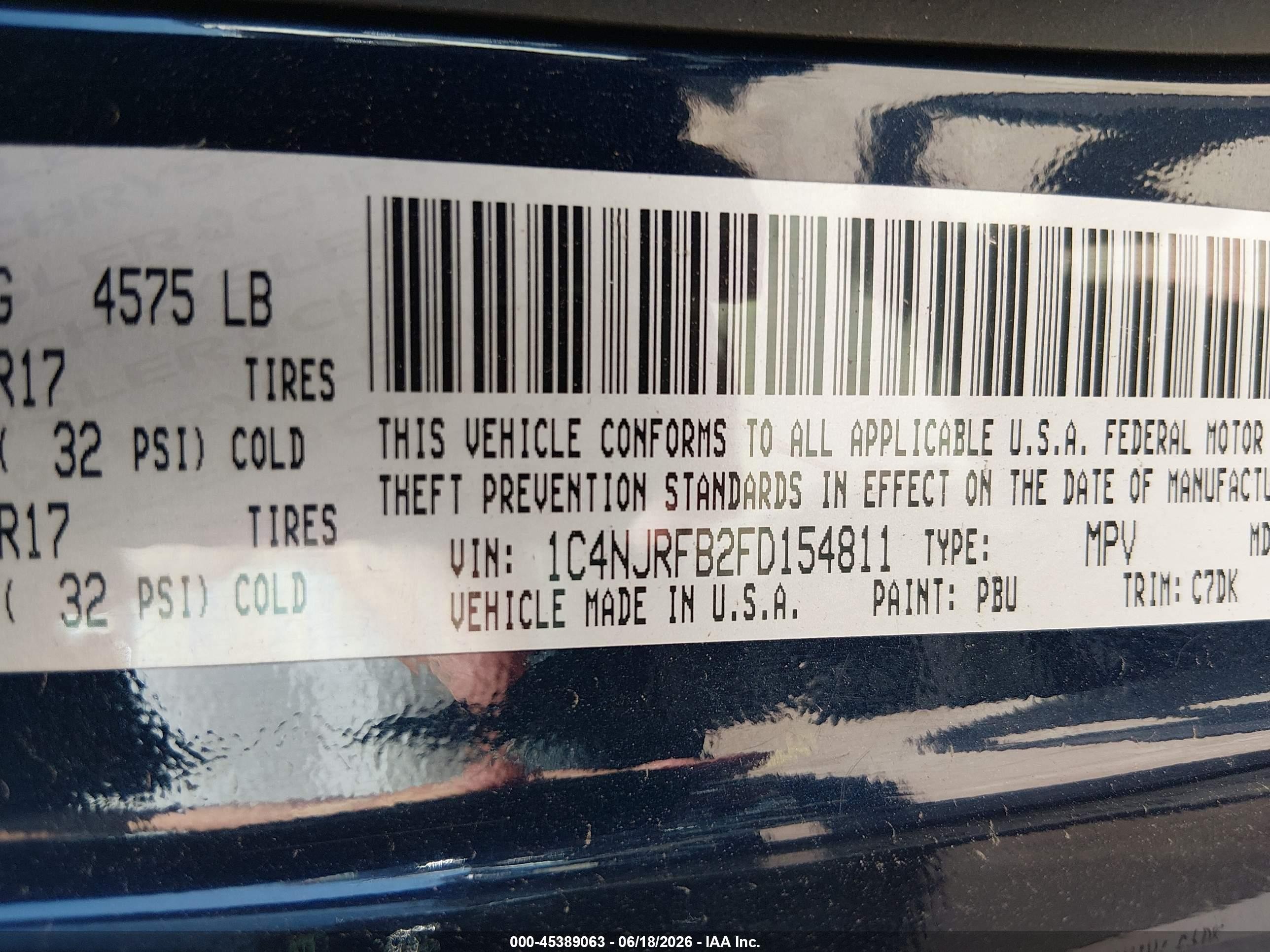 2015 Jeep Patriot Latitude Blue vin: 1C4NJRFB2FD154811