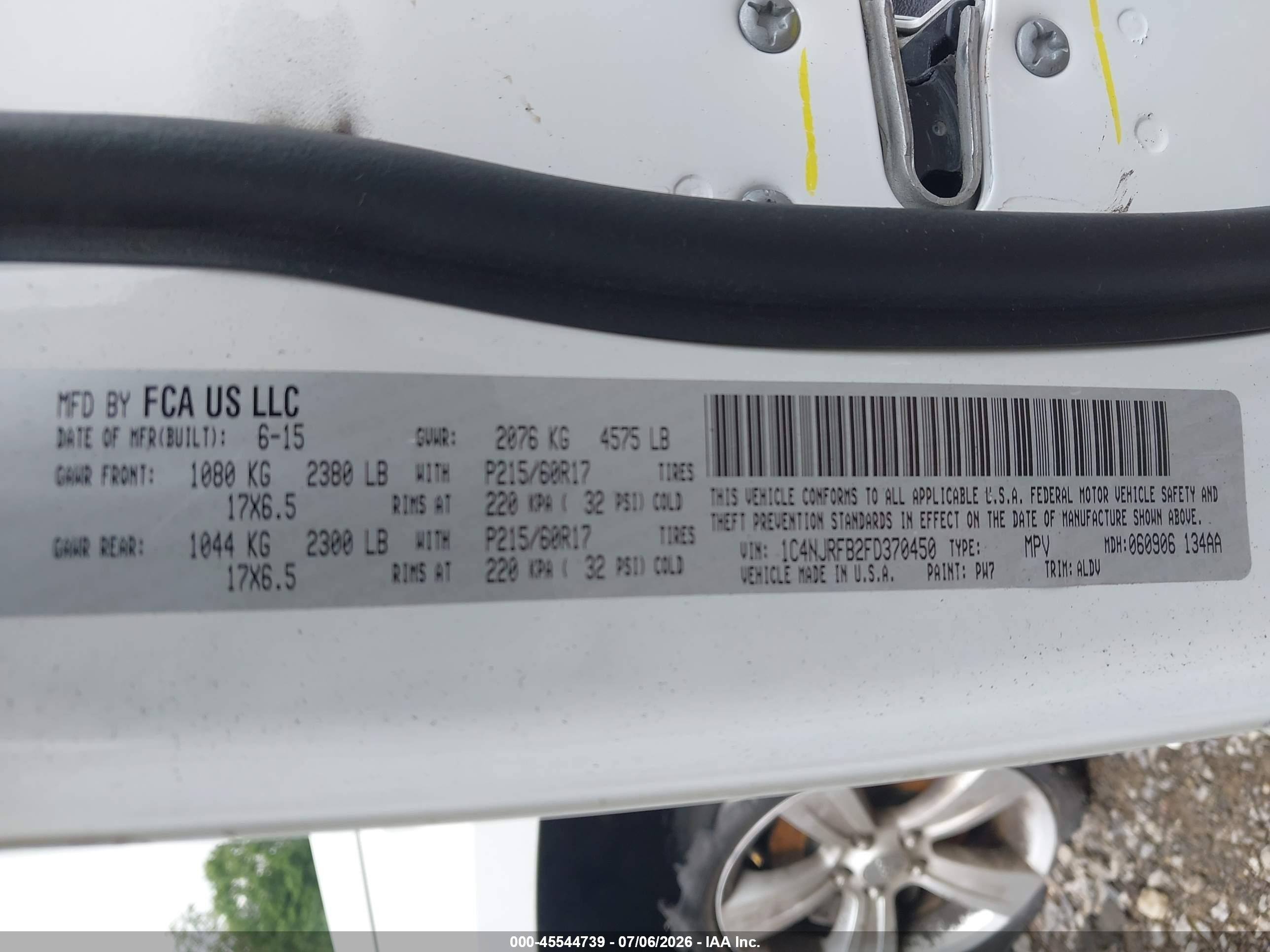 2015 Jeep Patriot High Altitude Edition White vin: 1C4NJRFB2FD370450